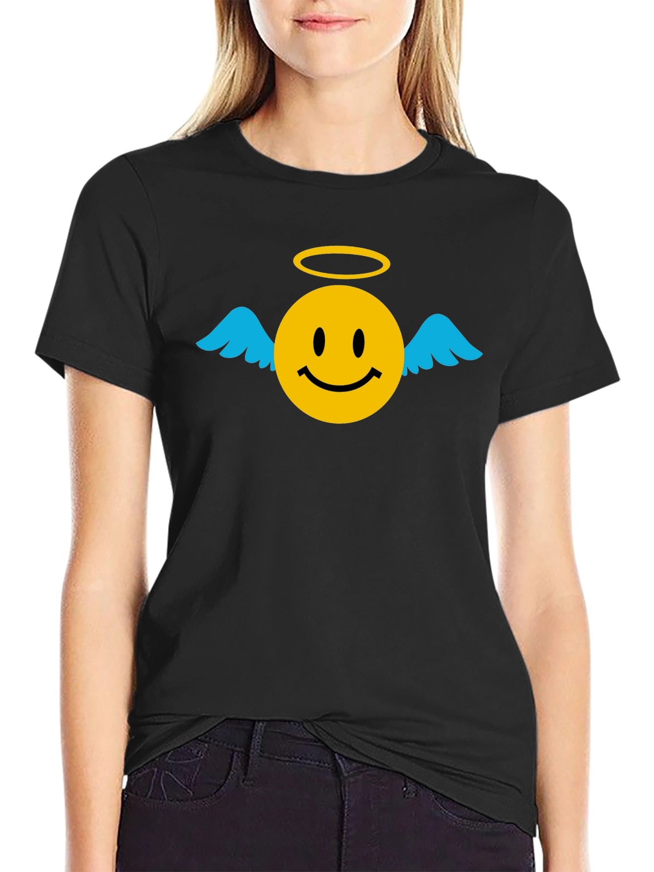 Angel Smiley Face Graphic T-Shirt