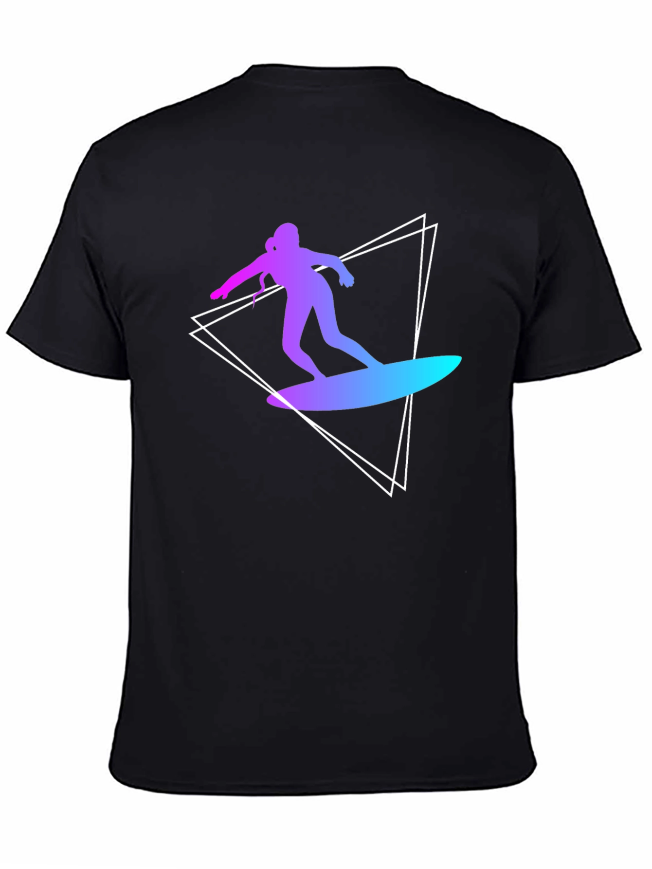 Surfing Silhouette Graphic Tee - Stylish Black T-Shirt