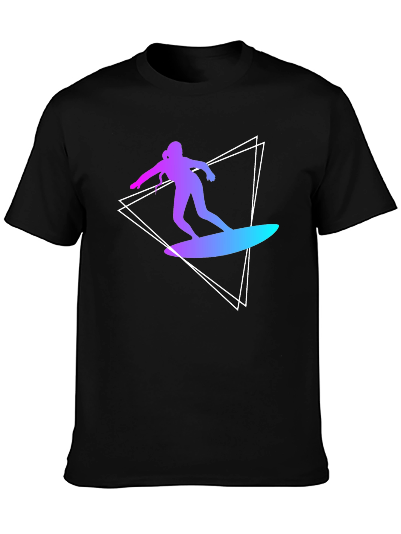 Surfing Silhouette Graphic Tee - Stylish Black T-Shirt