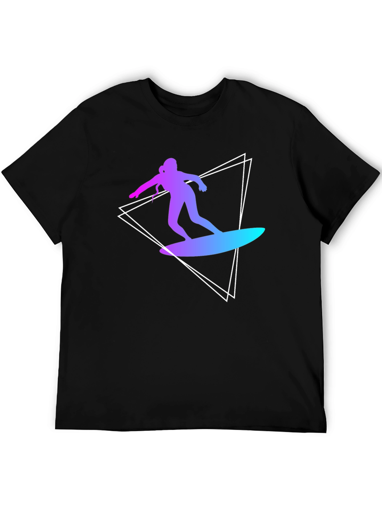 Surfing Silhouette Graphic Tee - Stylish Black T-Shirt