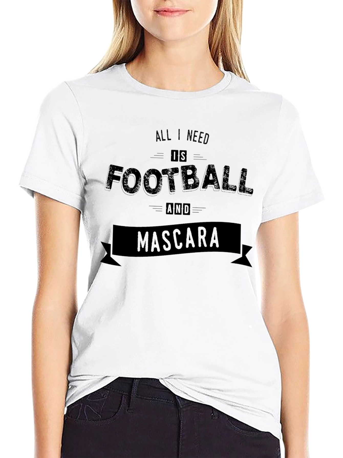 Football and Mascara Graphic Tee - Black