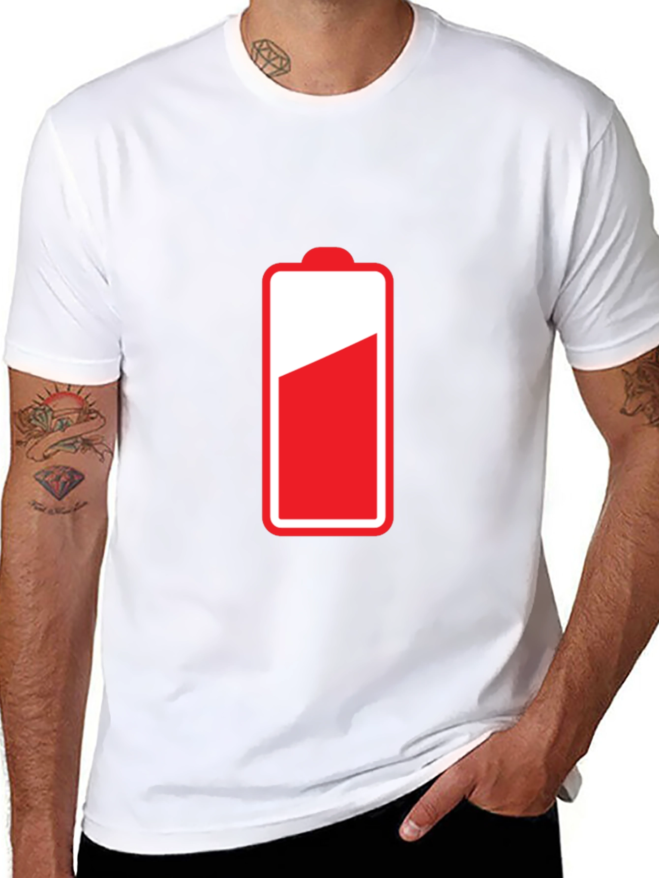 Low Battery Black T-Shirt - Recharge Your Style!