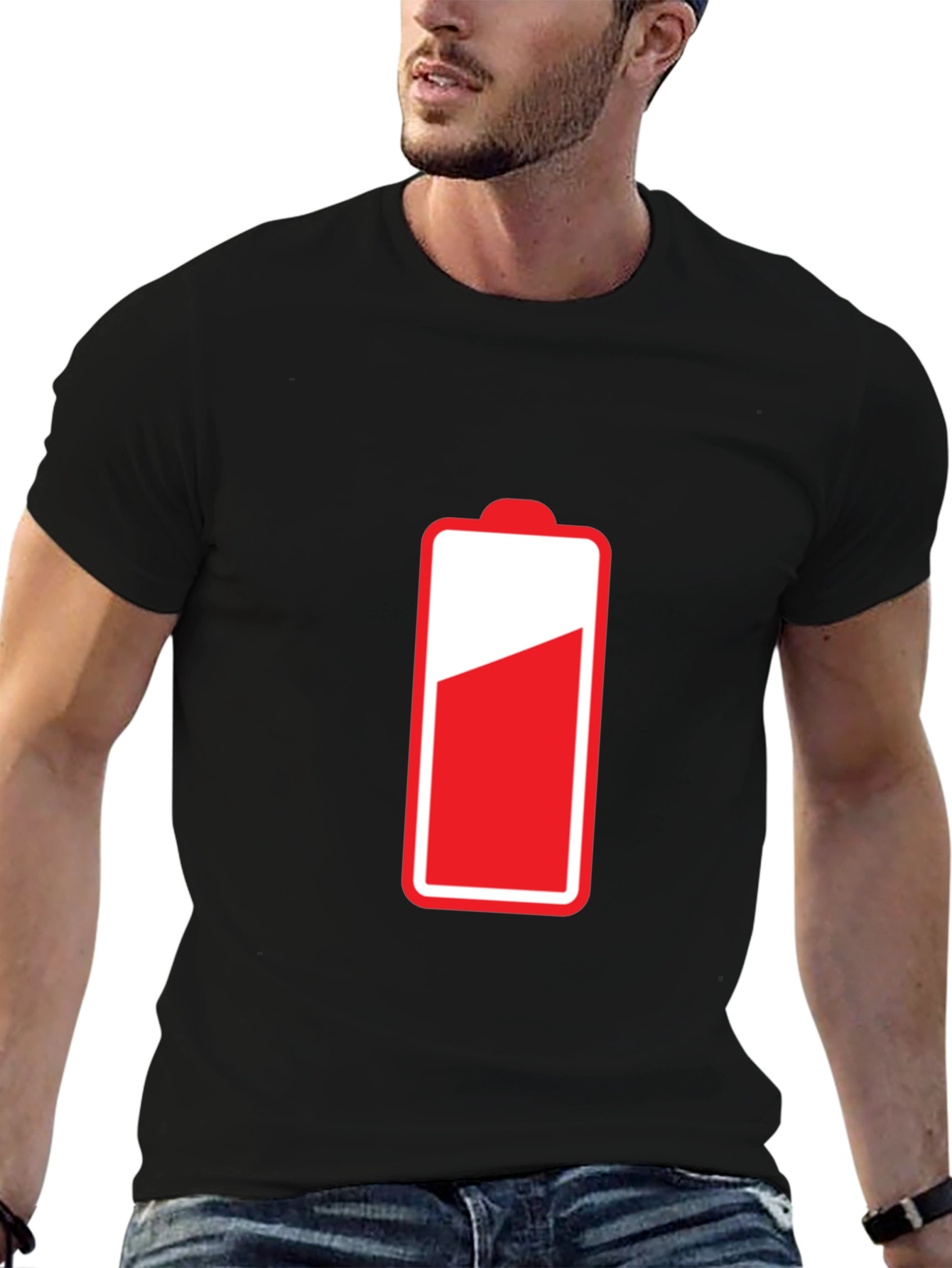 Low Battery Black T-Shirt - Recharge Your Style!