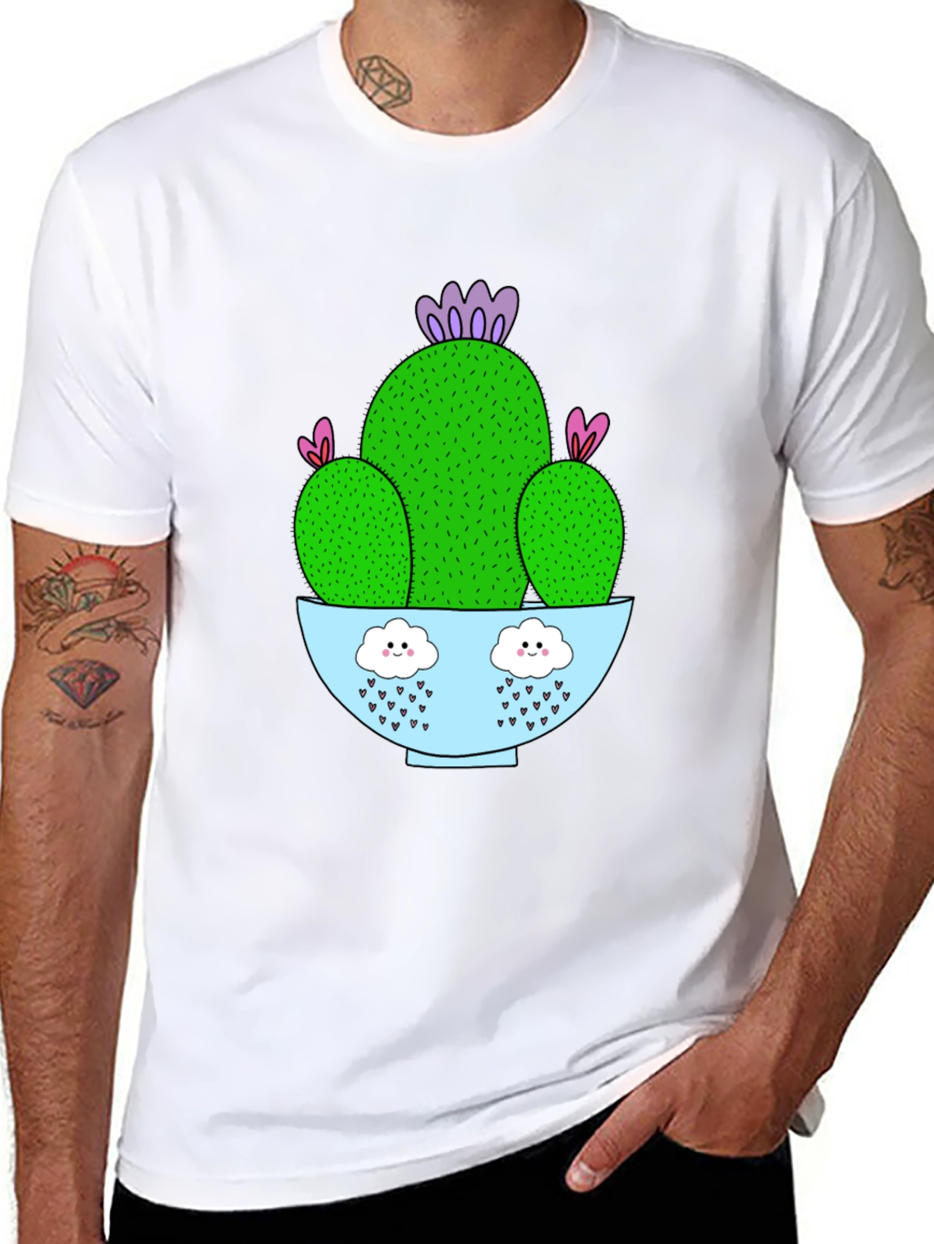 Cactus Graphic Tee - Black Cotton T-Shirt