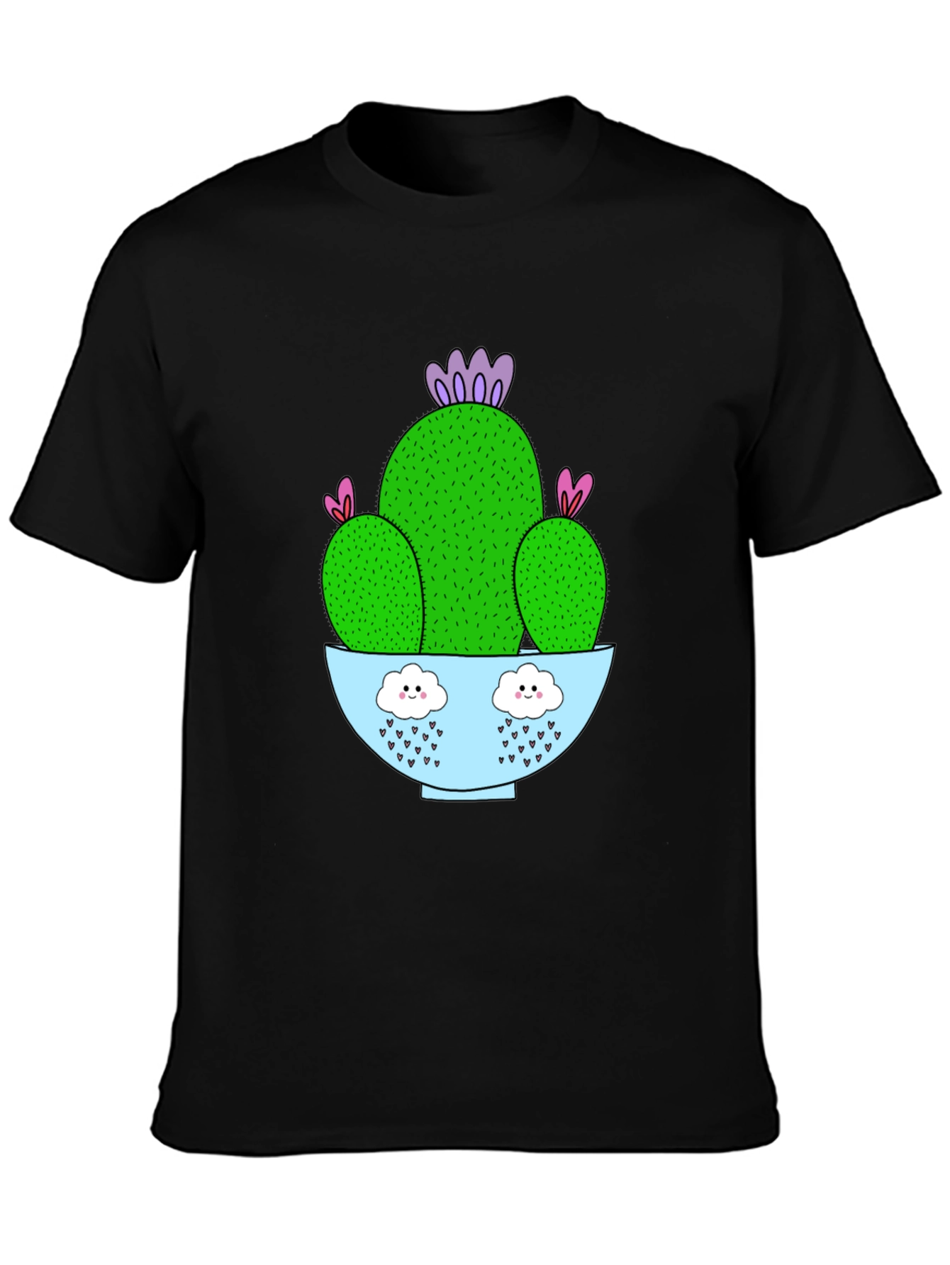 Cactus Graphic Tee - Black Cotton T-Shirt
