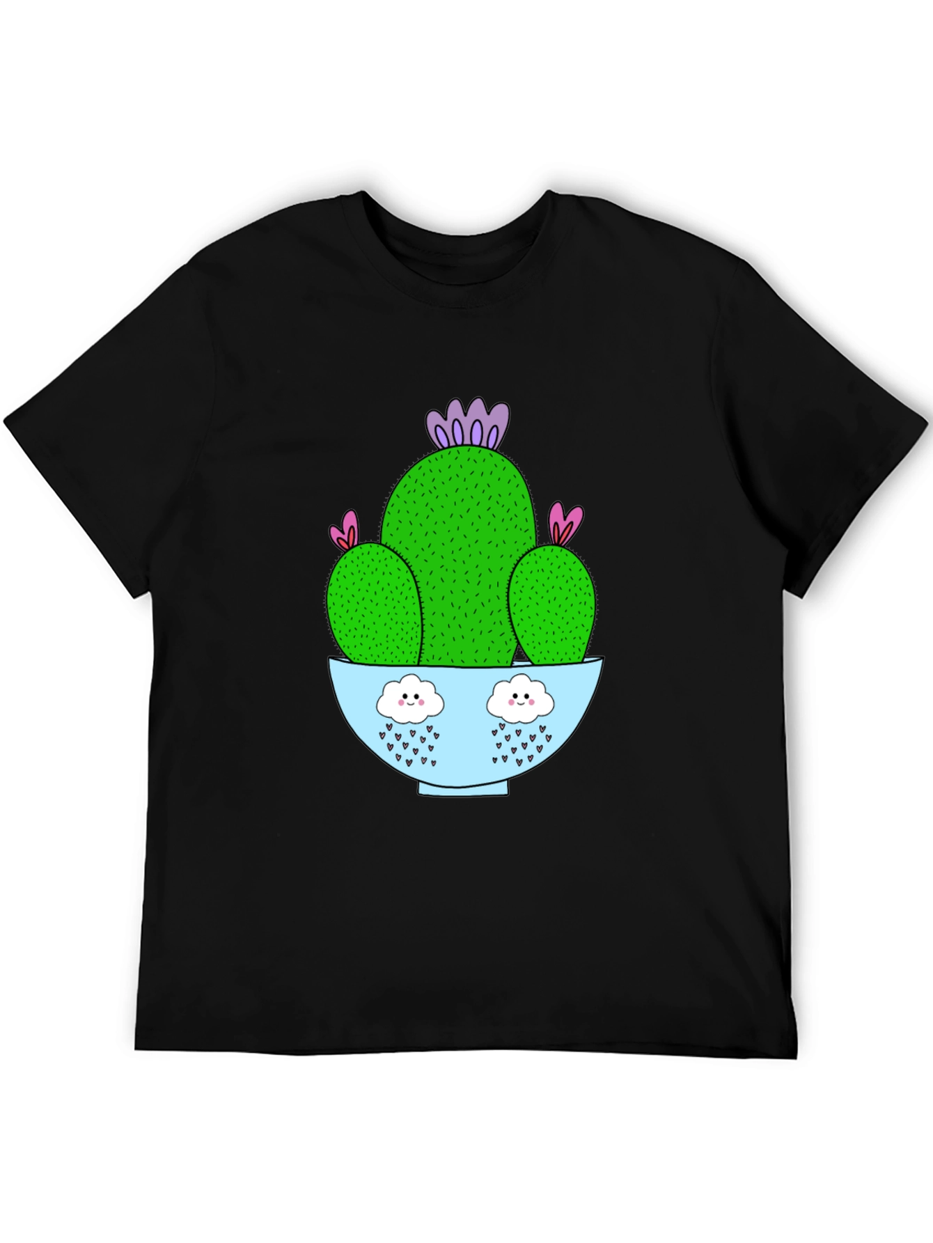 Cactus Graphic Tee - Black Cotton T-Shirt
