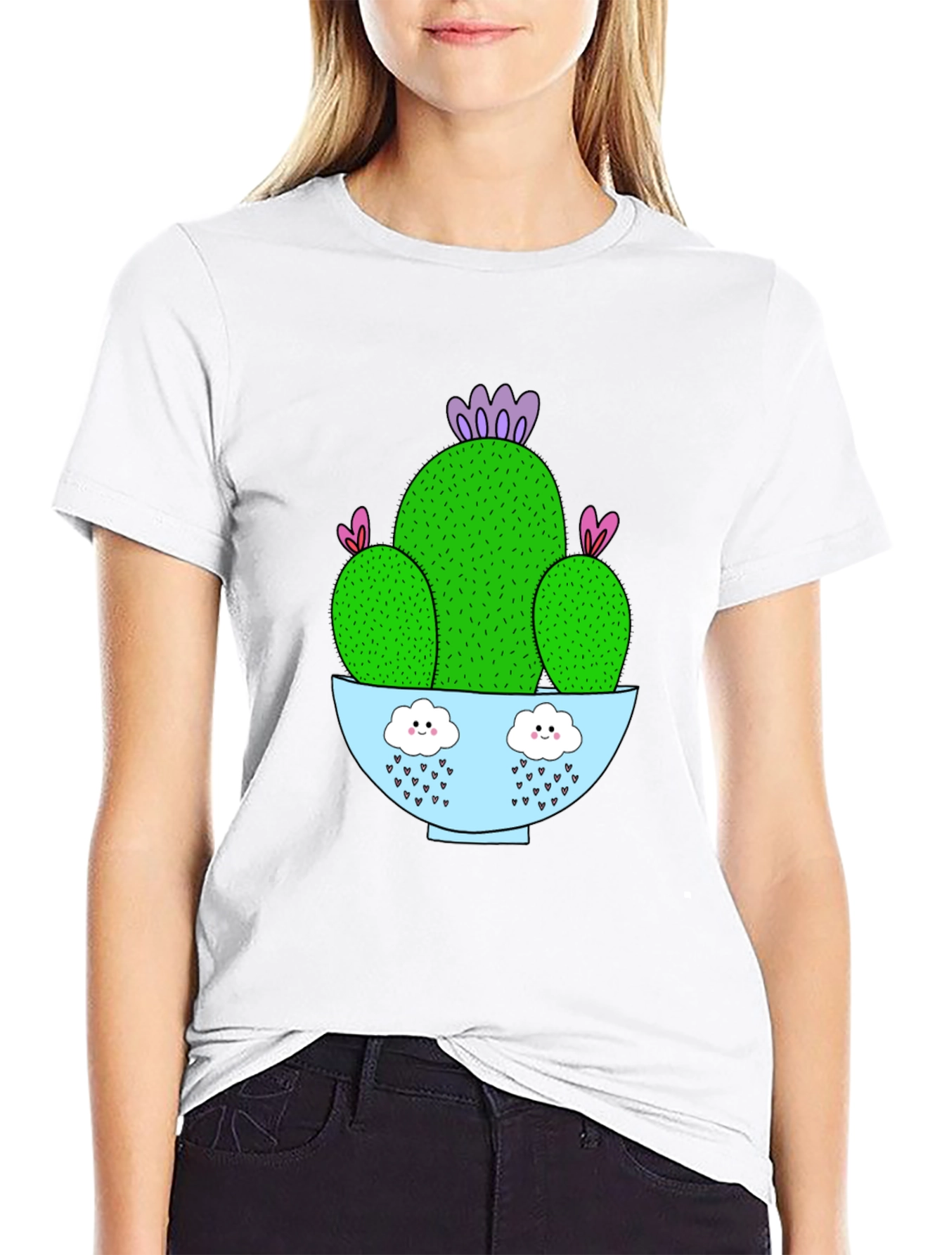 Cactus Graphic Tee - Black Cotton T-Shirt