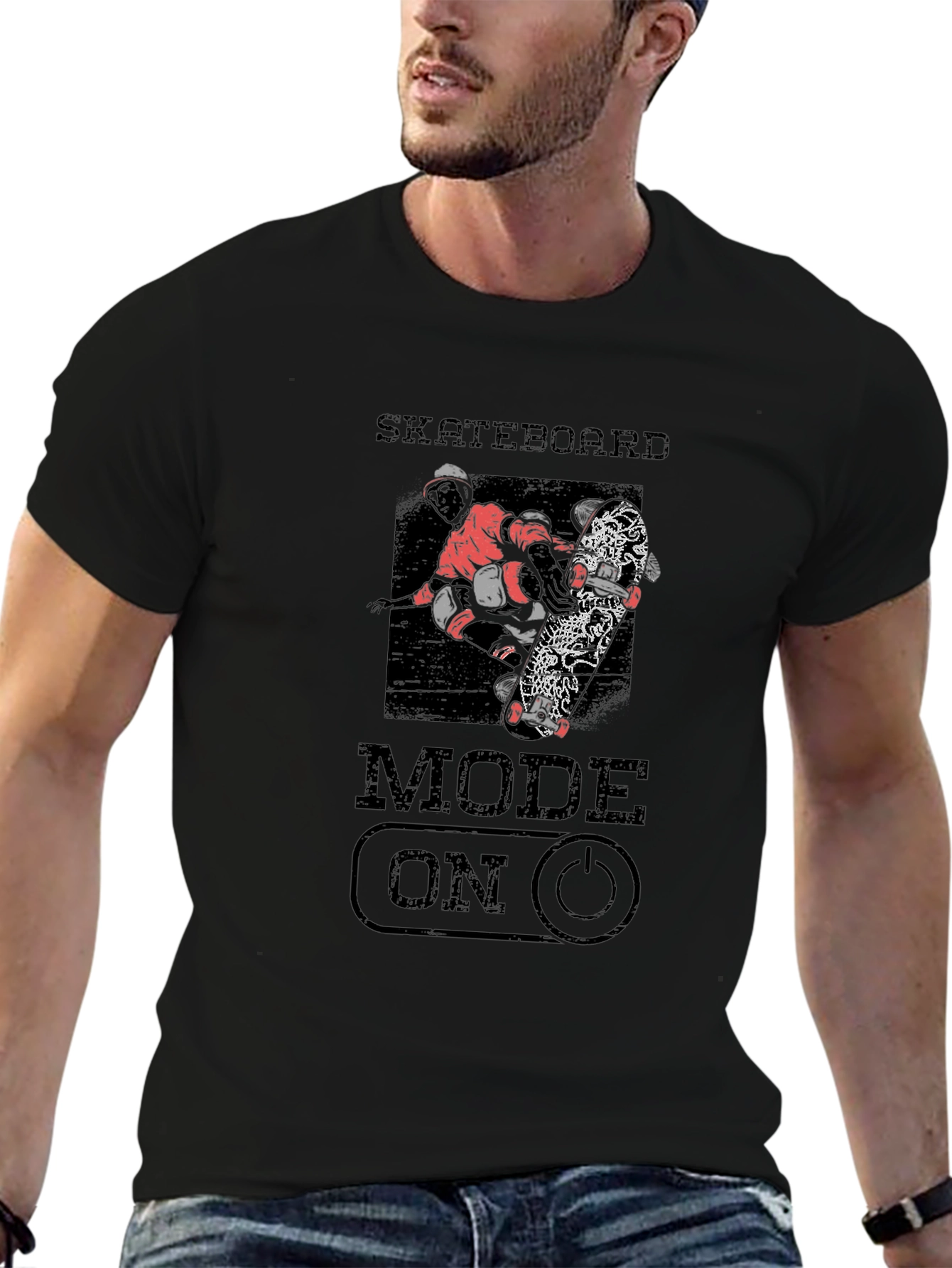 Skateboard Mode On Graphic Tee - Black