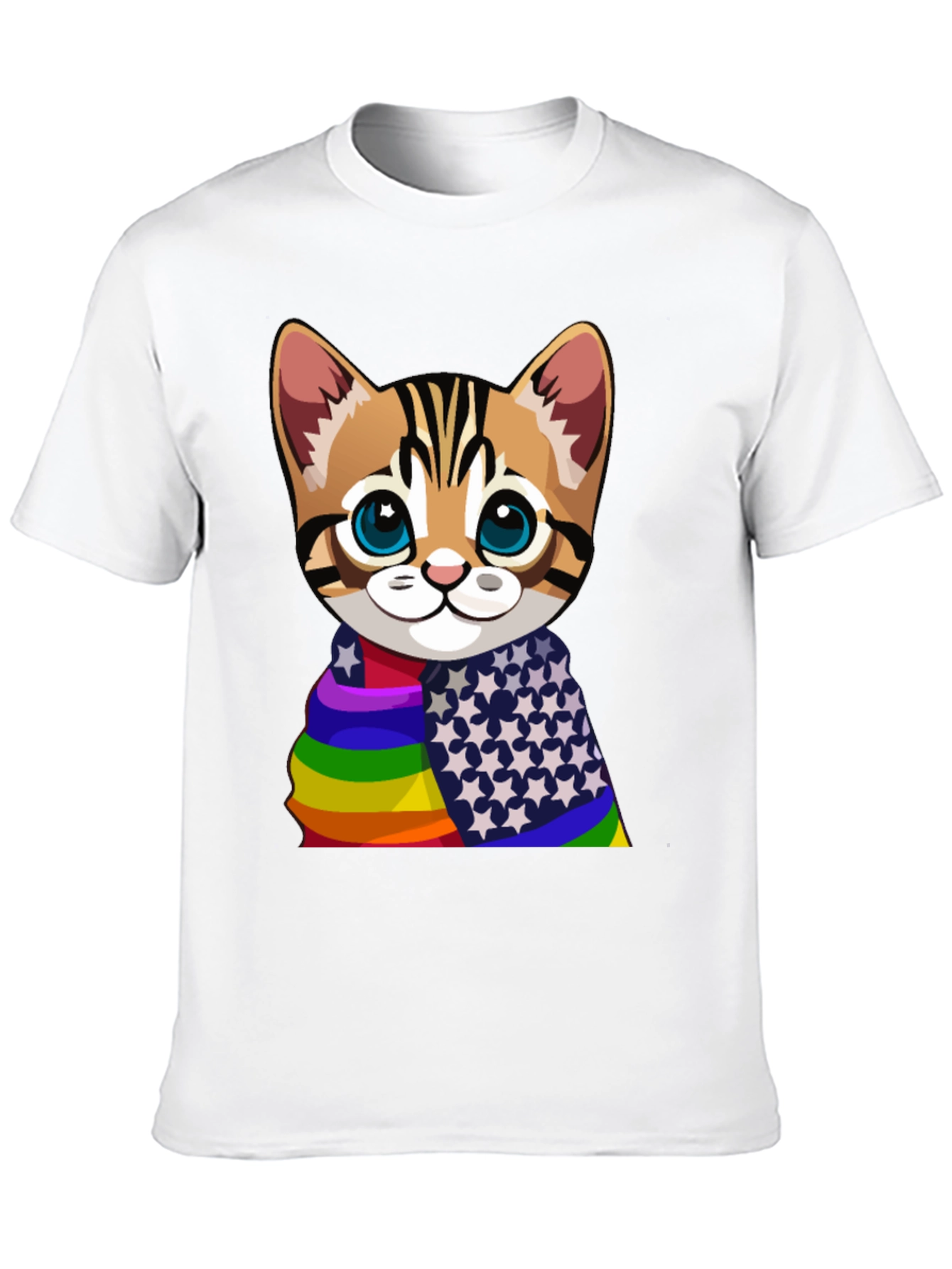 Rainbow & Stars Cat T-Shirt - Pride Apparel
