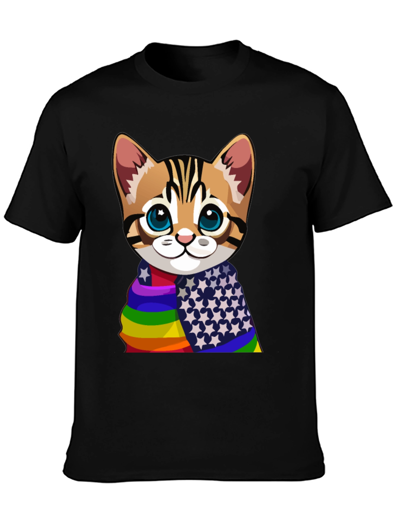 Rainbow & Stars Cat T-Shirt - Pride Apparel