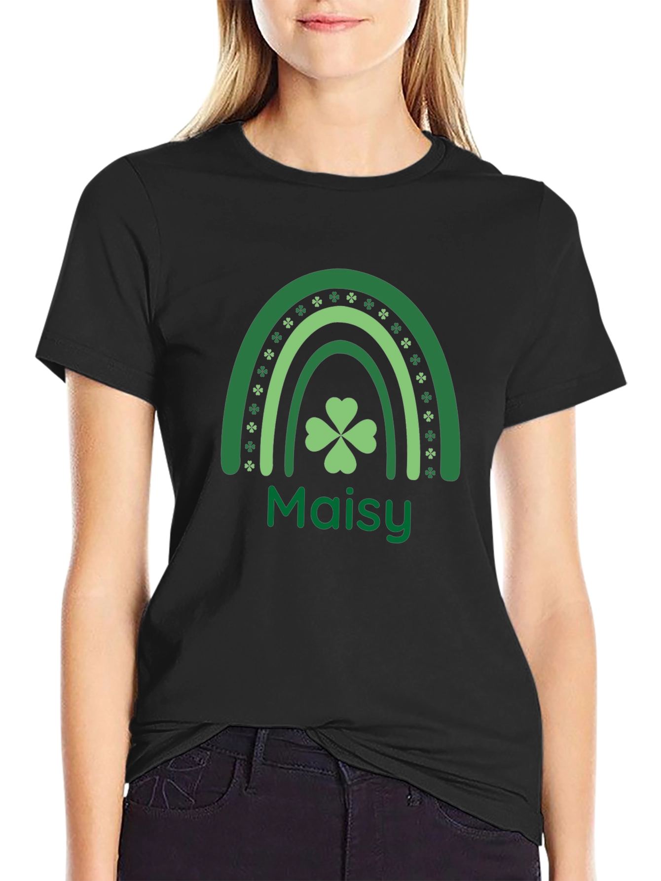 Maisys St. Patricks Day Rainbow Clover Tee