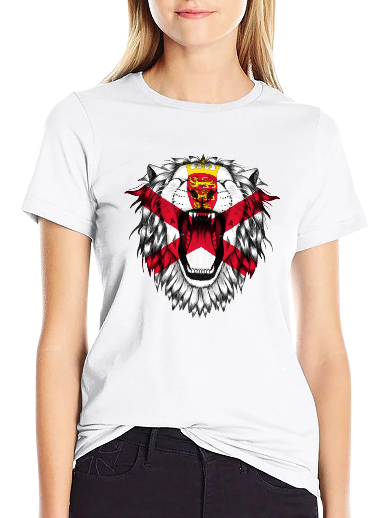 Jersey Flag Lion Graphic T-Shirt