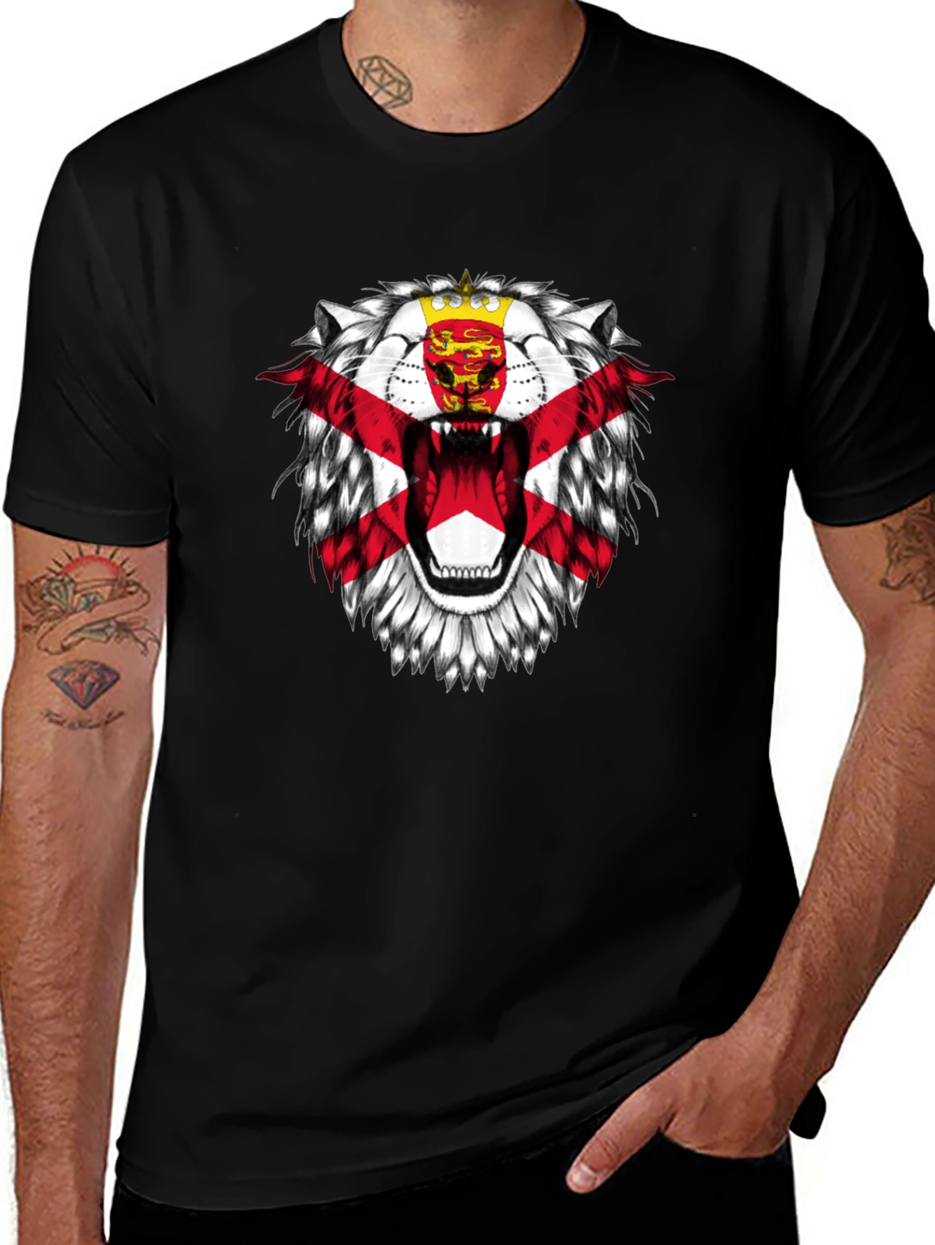 Jersey Flag Lion Graphic T-Shirt