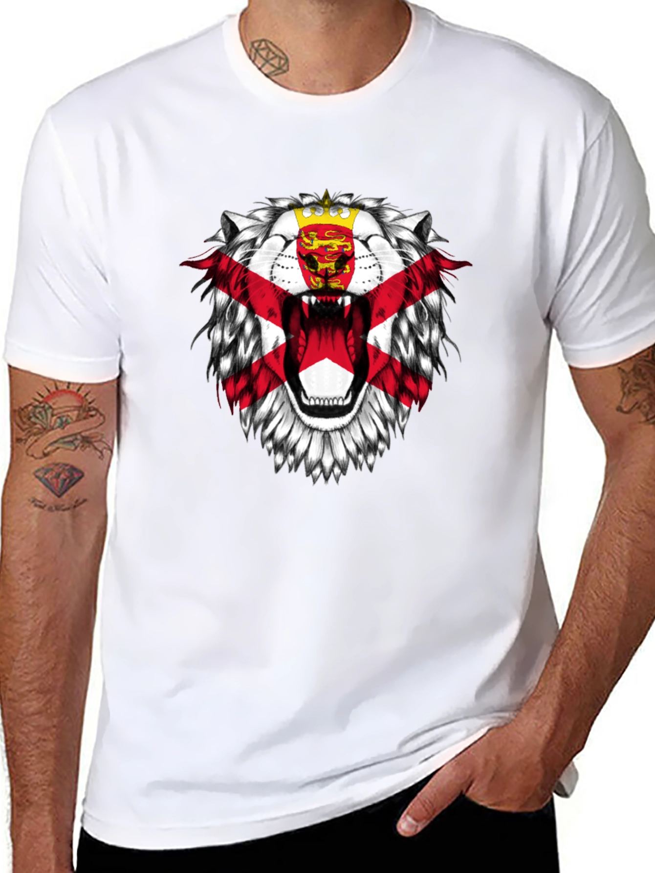 Jersey Flag Lion Graphic T-Shirt