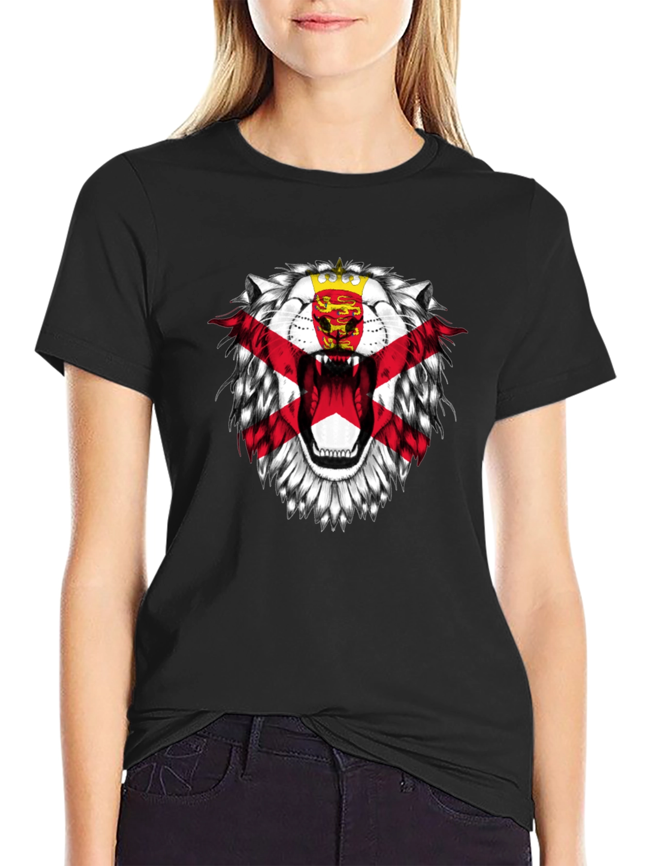 Jersey Flag Lion Graphic T-Shirt