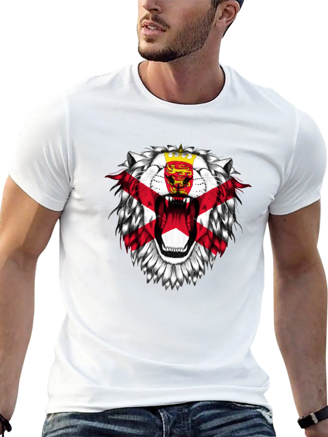 Jersey Flag Lion Graphic T-Shirt