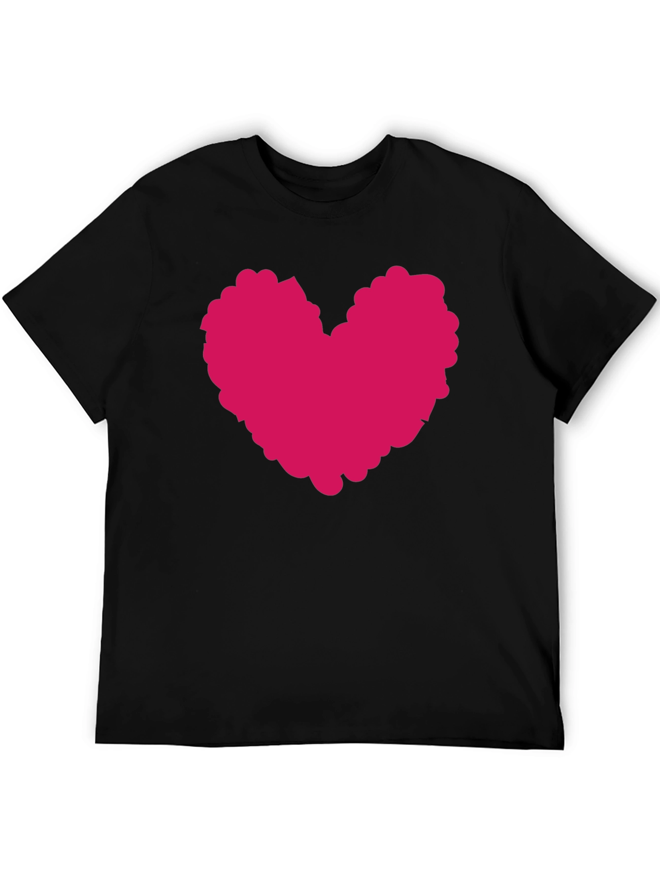 Black T-Shirt with Pink Heart Graphic Print