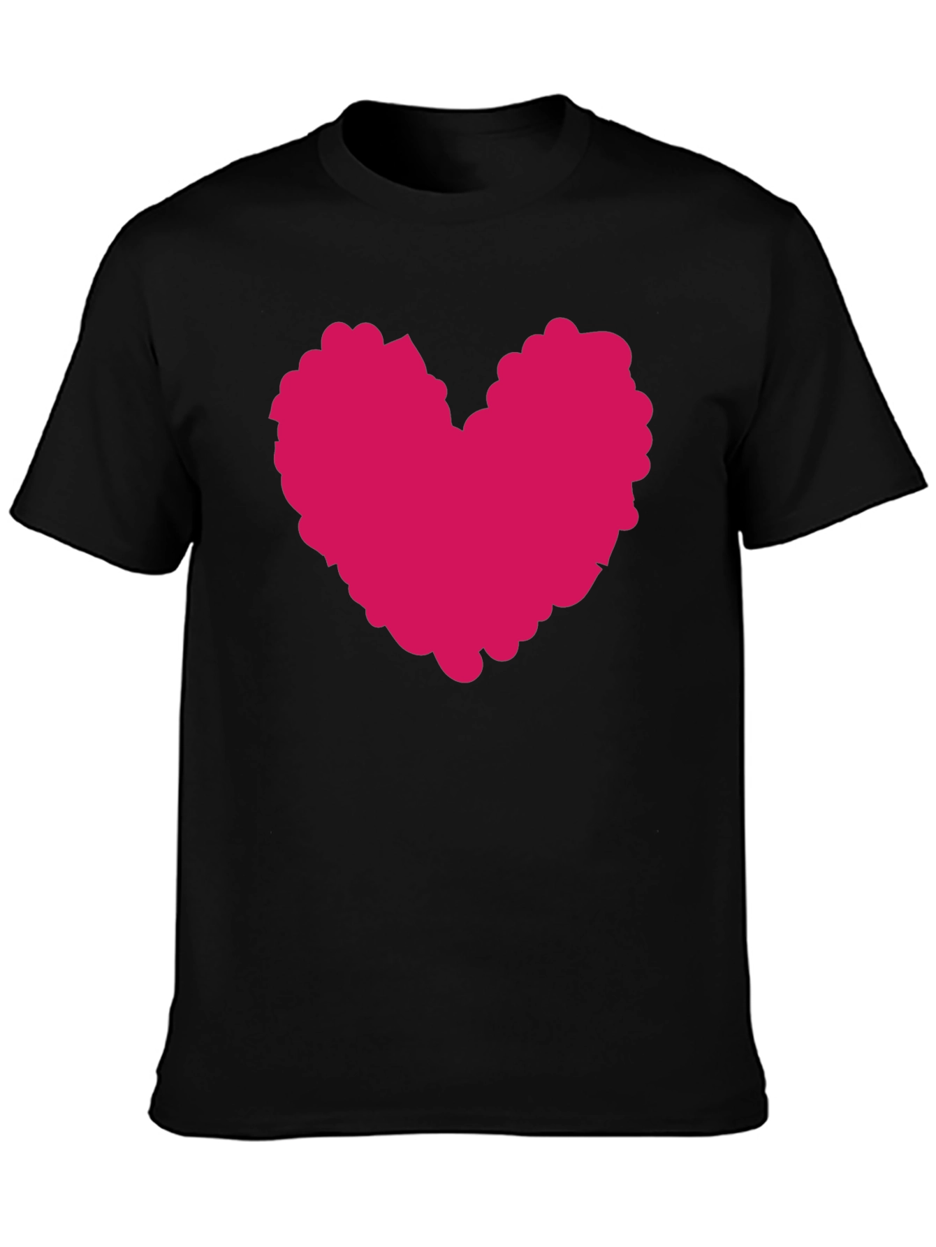 Black T-Shirt with Pink Heart Graphic Print