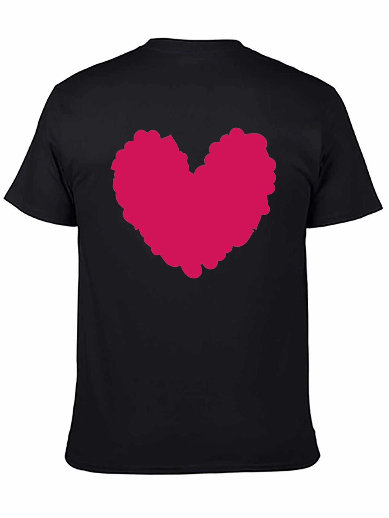 Black T-Shirt with Pink Heart Graphic Print