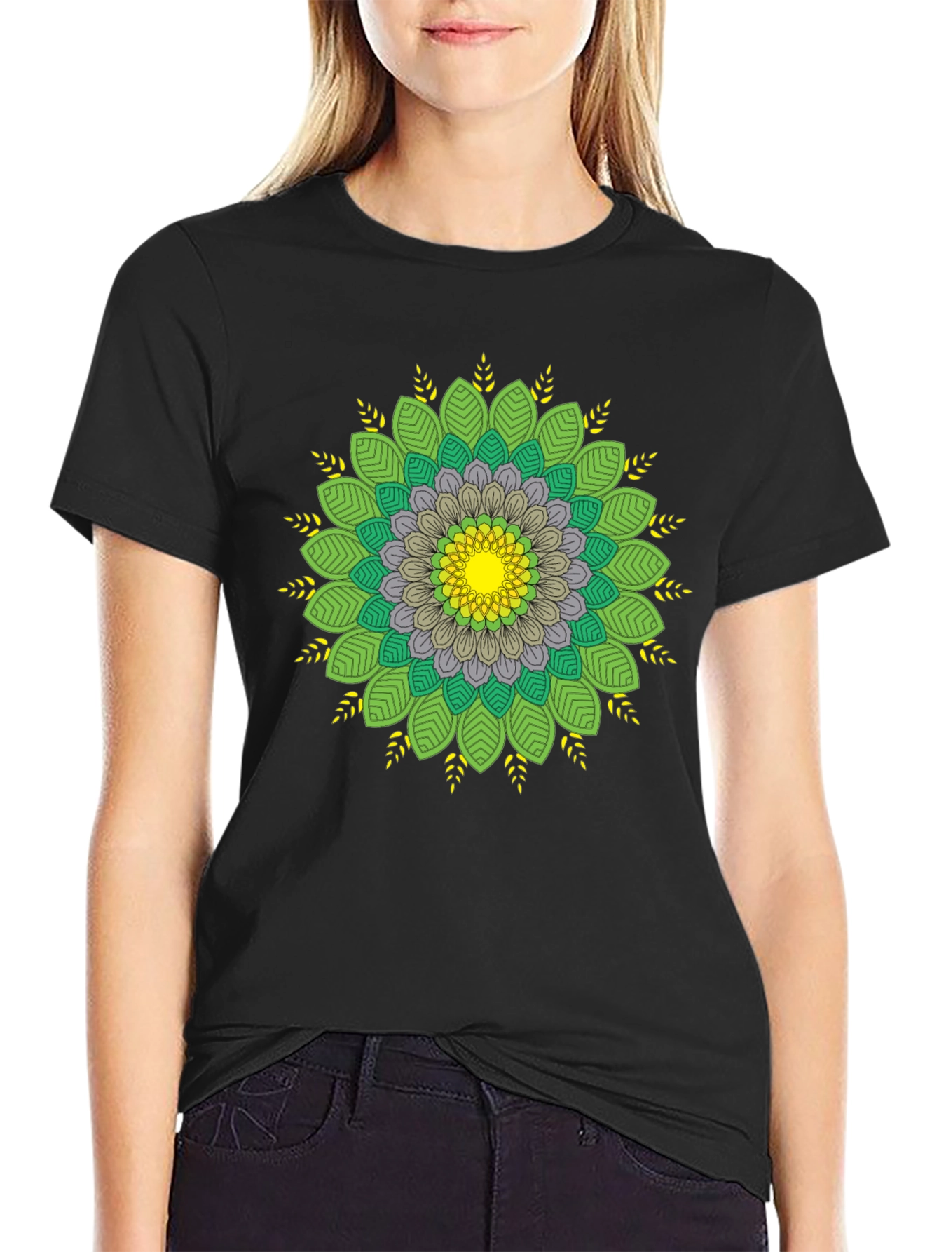 Mandala Graphic Tee - Black Cotton Comfort