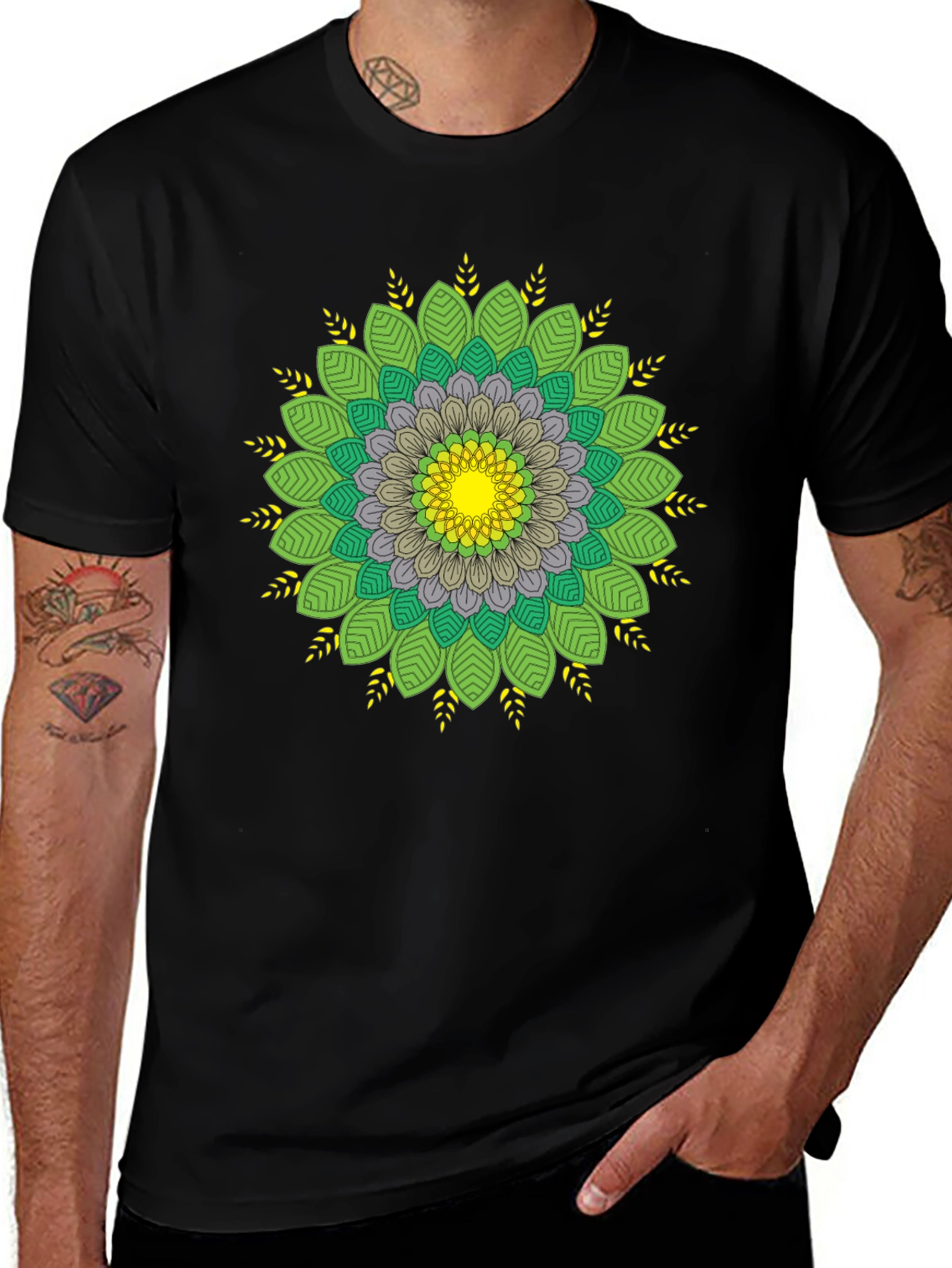 Mandala Graphic Tee - Black Cotton Comfort