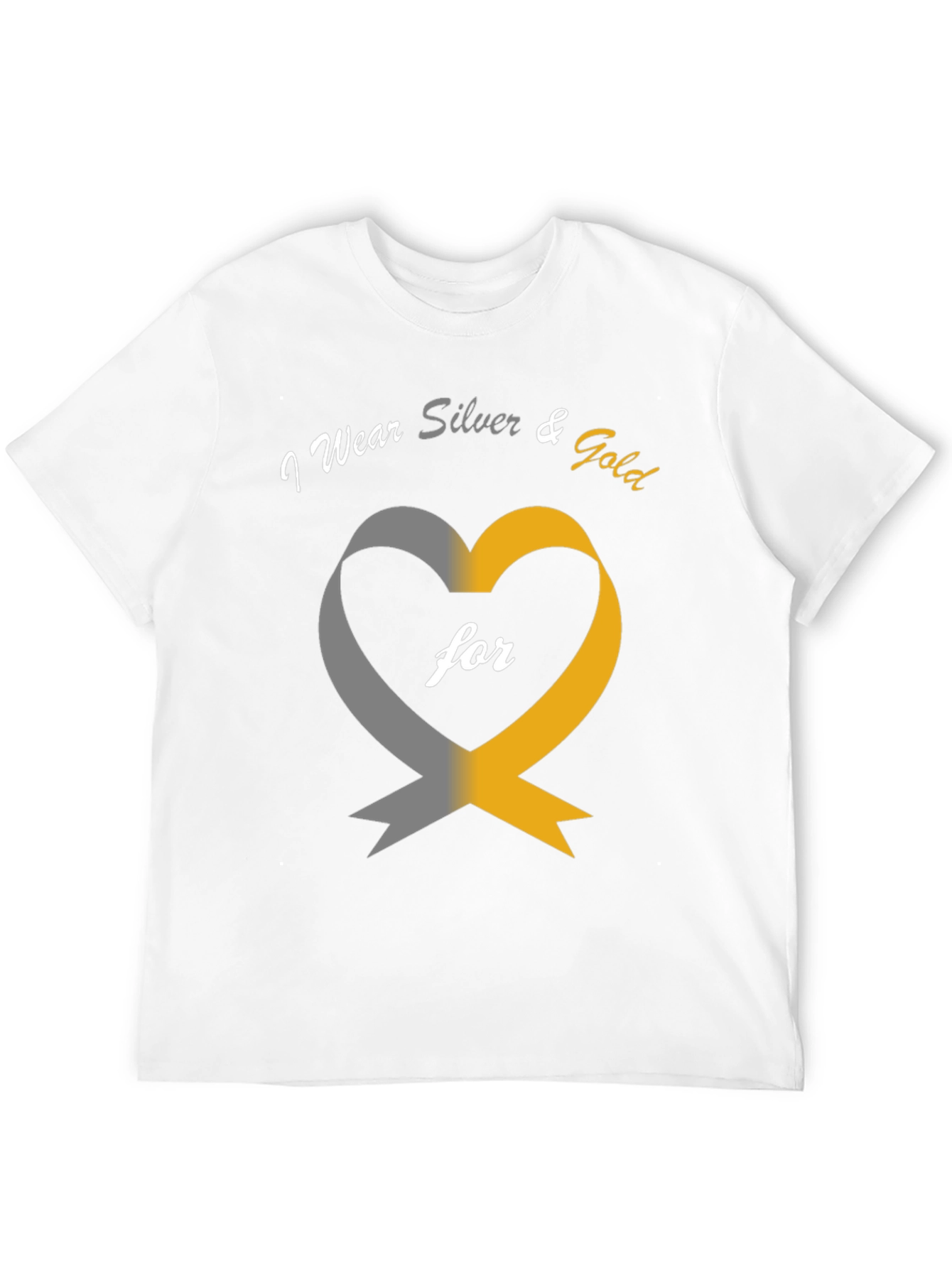 I Wear Silver & Gold Heart Awareness T-Shirt