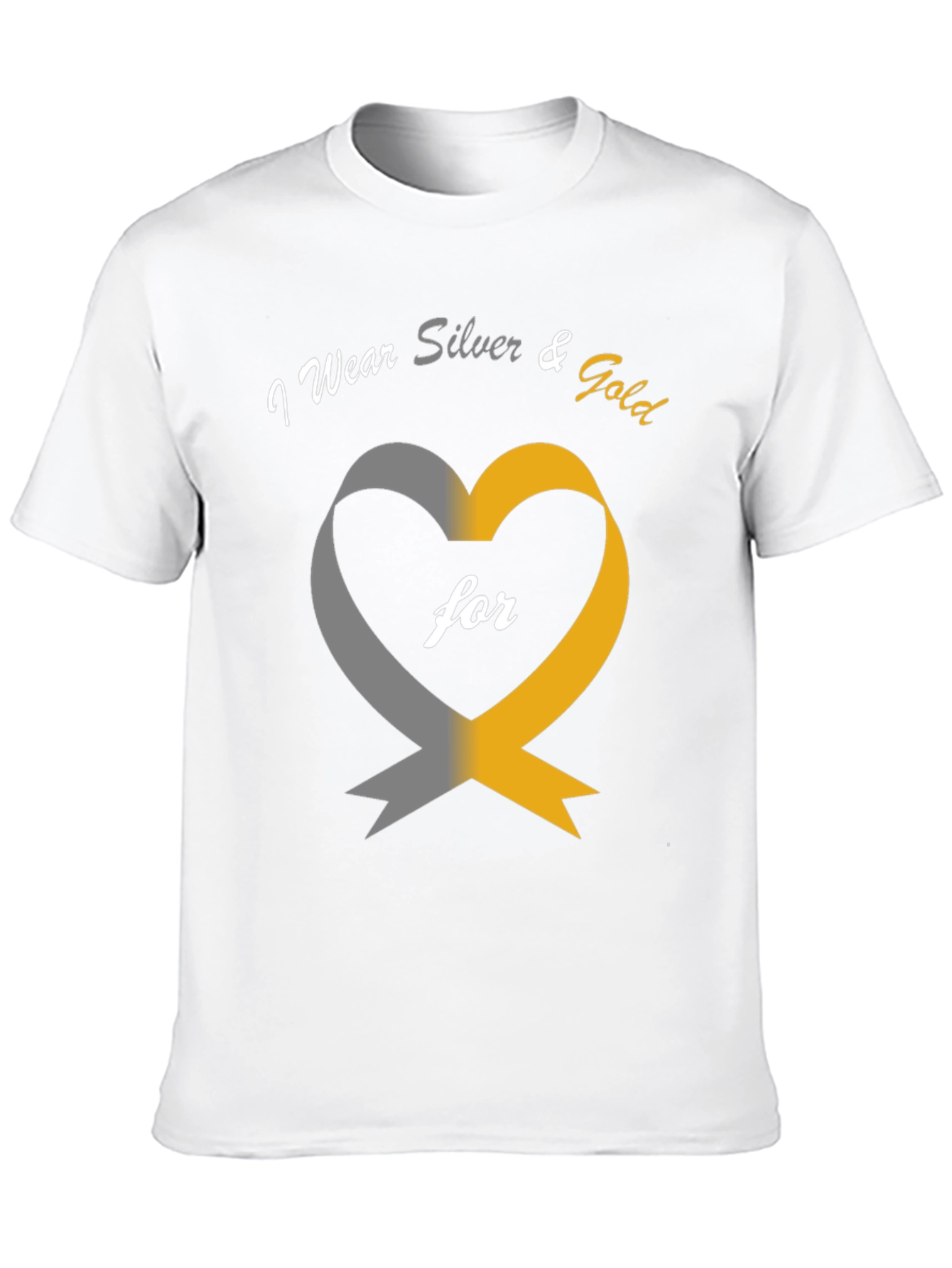 I Wear Silver & Gold Heart Awareness T-Shirt