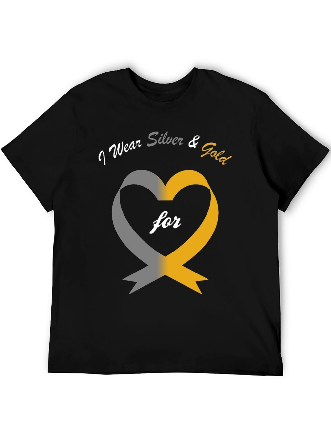 I Wear Silver & Gold Heart Awareness T-Shirt