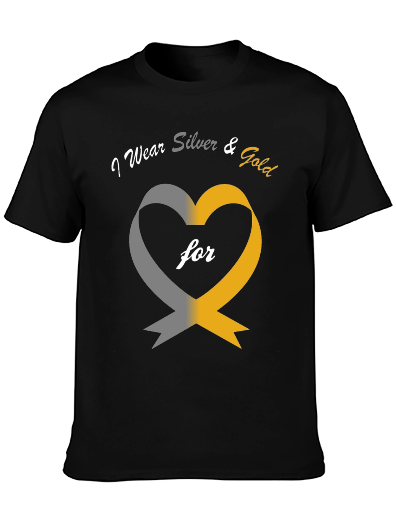 I Wear Silver & Gold Heart Awareness T-Shirt