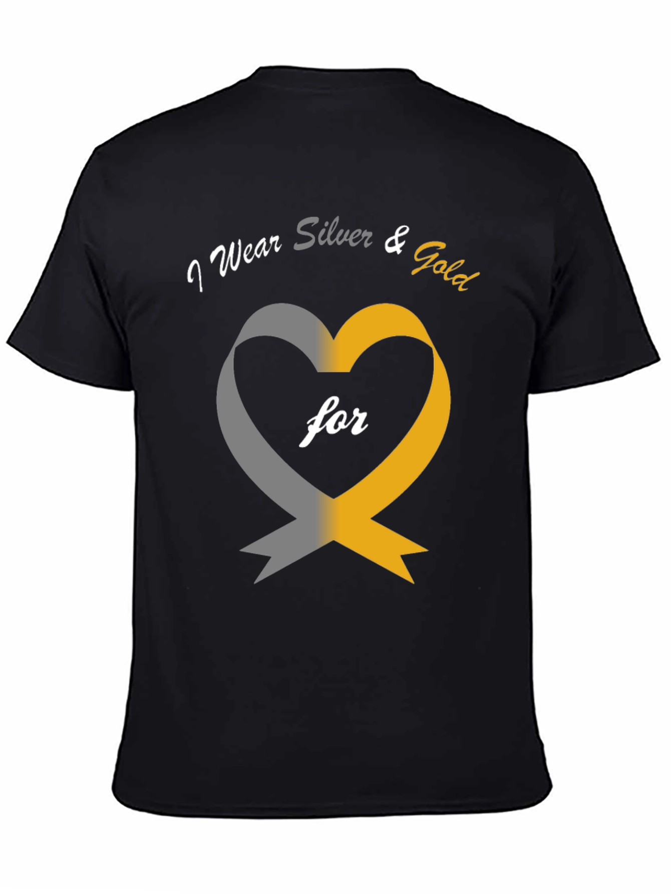I Wear Silver & Gold Heart Awareness T-Shirt