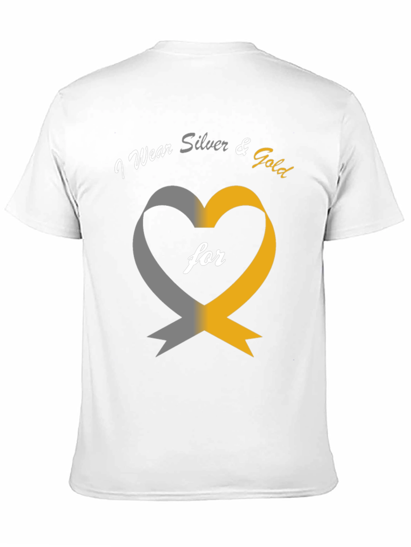 I Wear Silver & Gold Heart Awareness T-Shirt