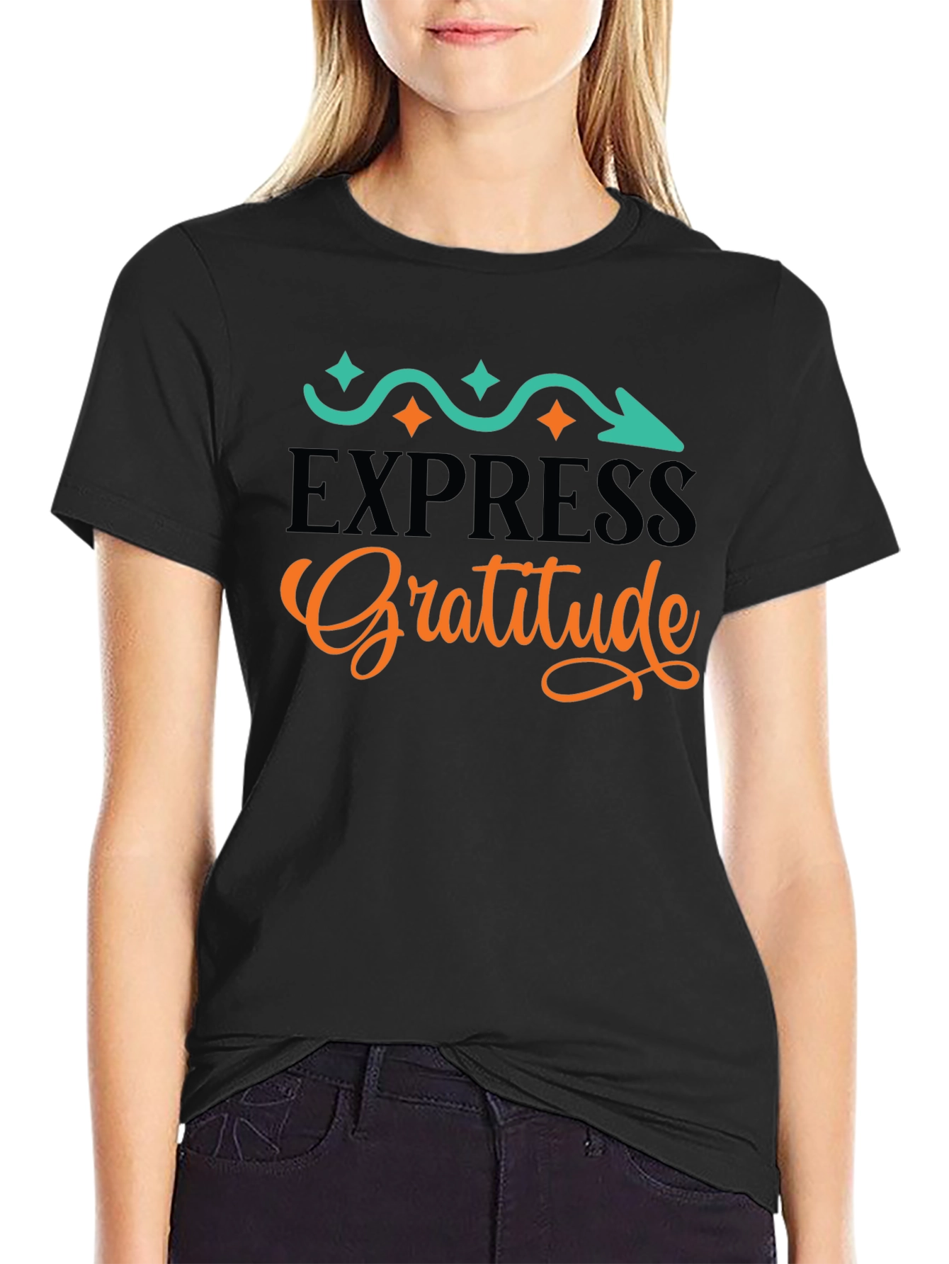 Express Gratitude Graphic Tee - Black