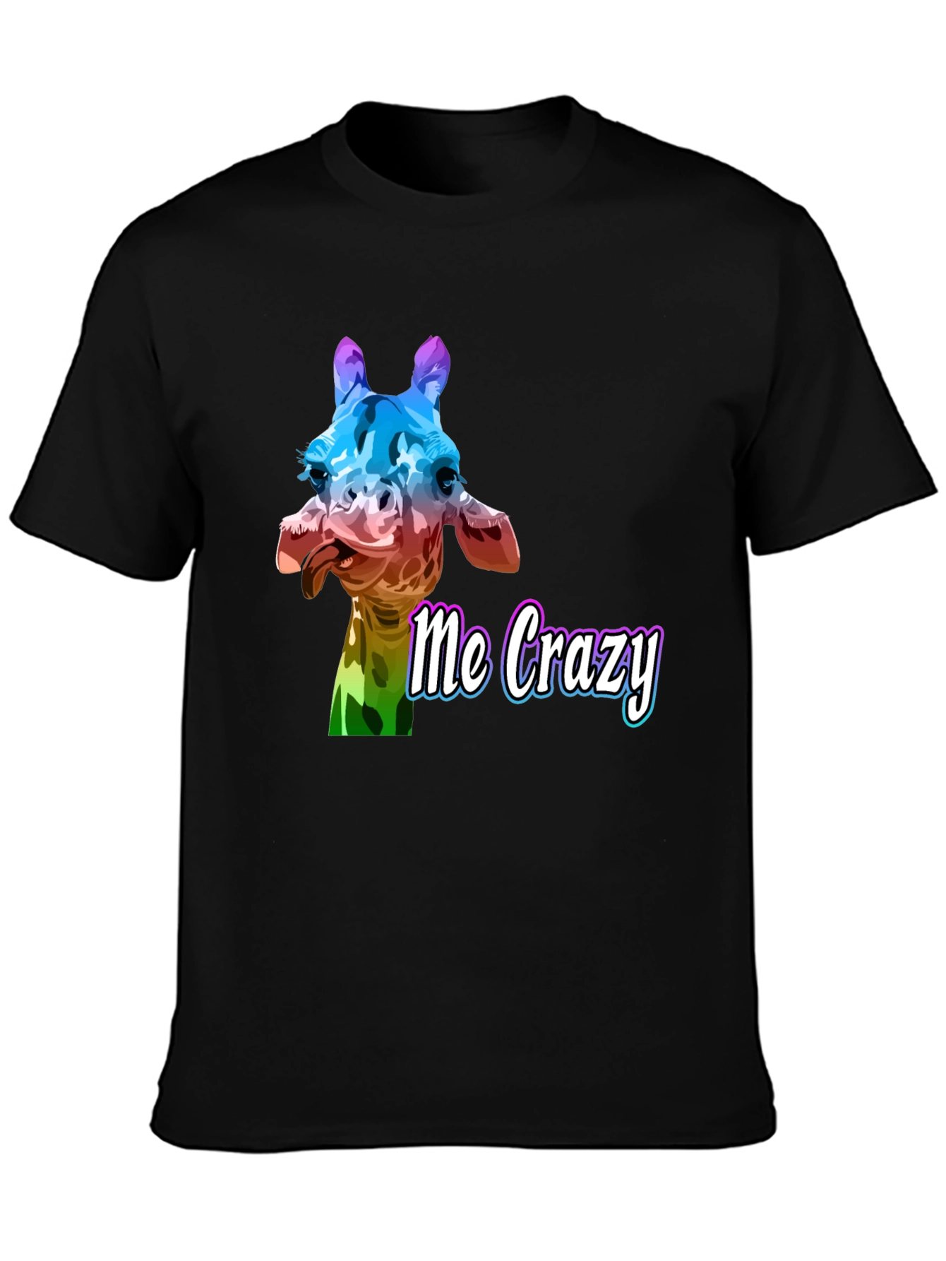 Crazy Giraffe Graphic Tee - Unisex Black T-Shirt