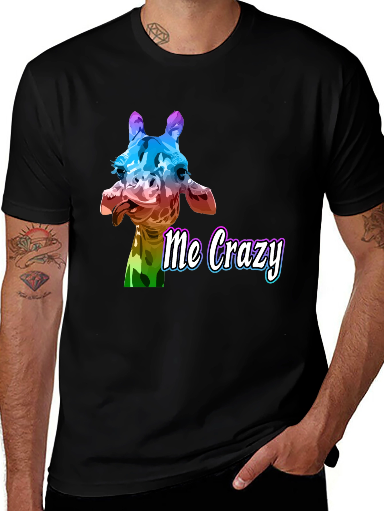 Crazy Giraffe Graphic Tee - Unisex Black T-Shirt