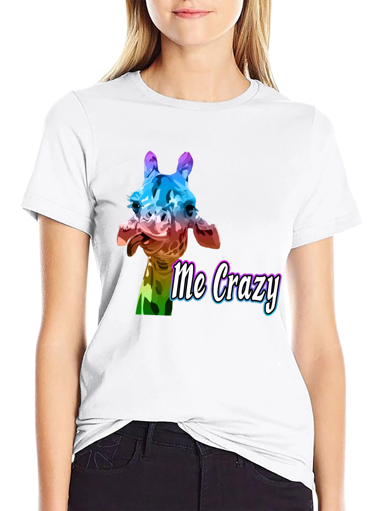 Crazy Giraffe Graphic Tee - Unisex Black T-Shirt