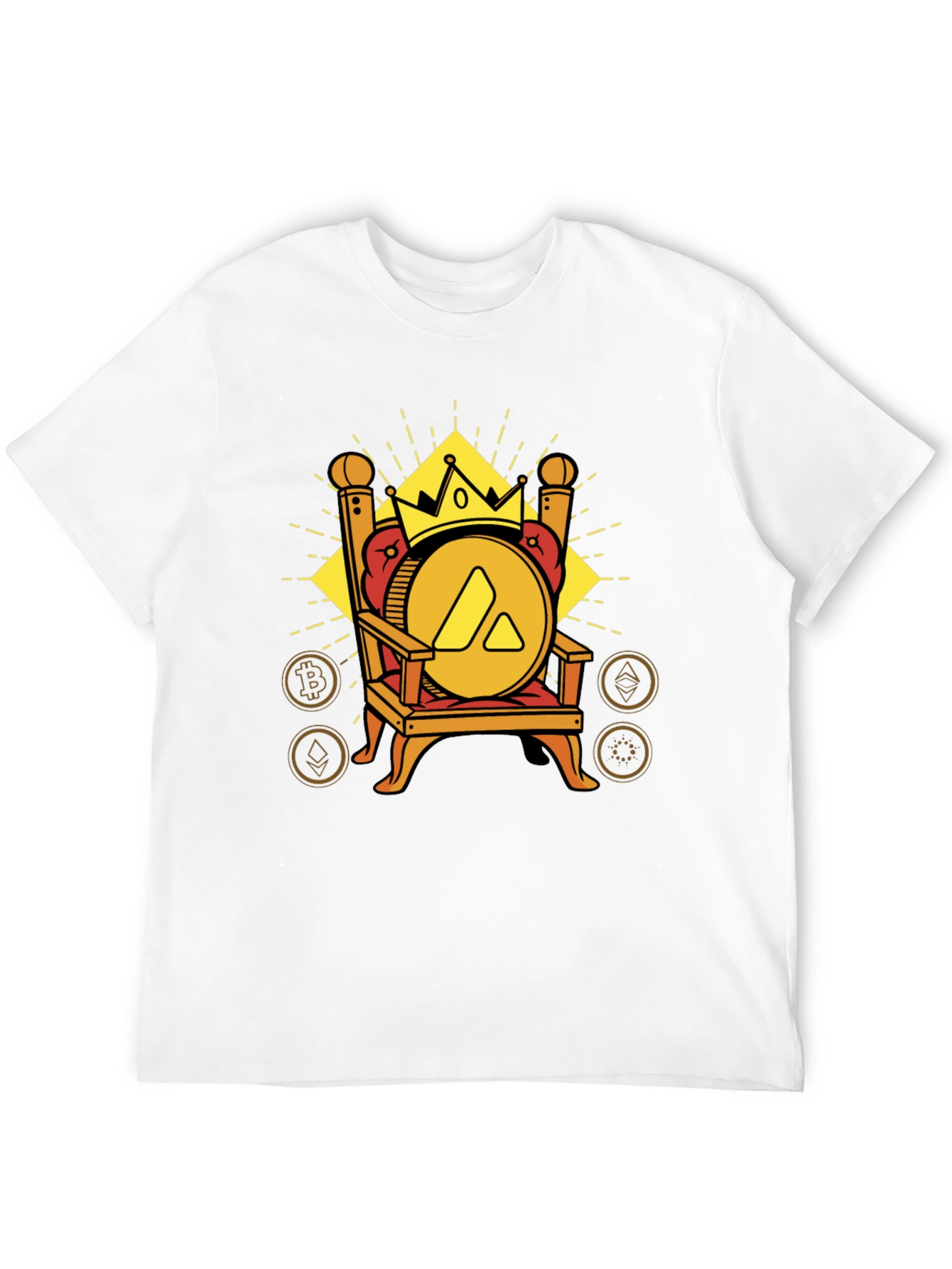 Crypto King T-Shirt: Avalanche on Throne Design