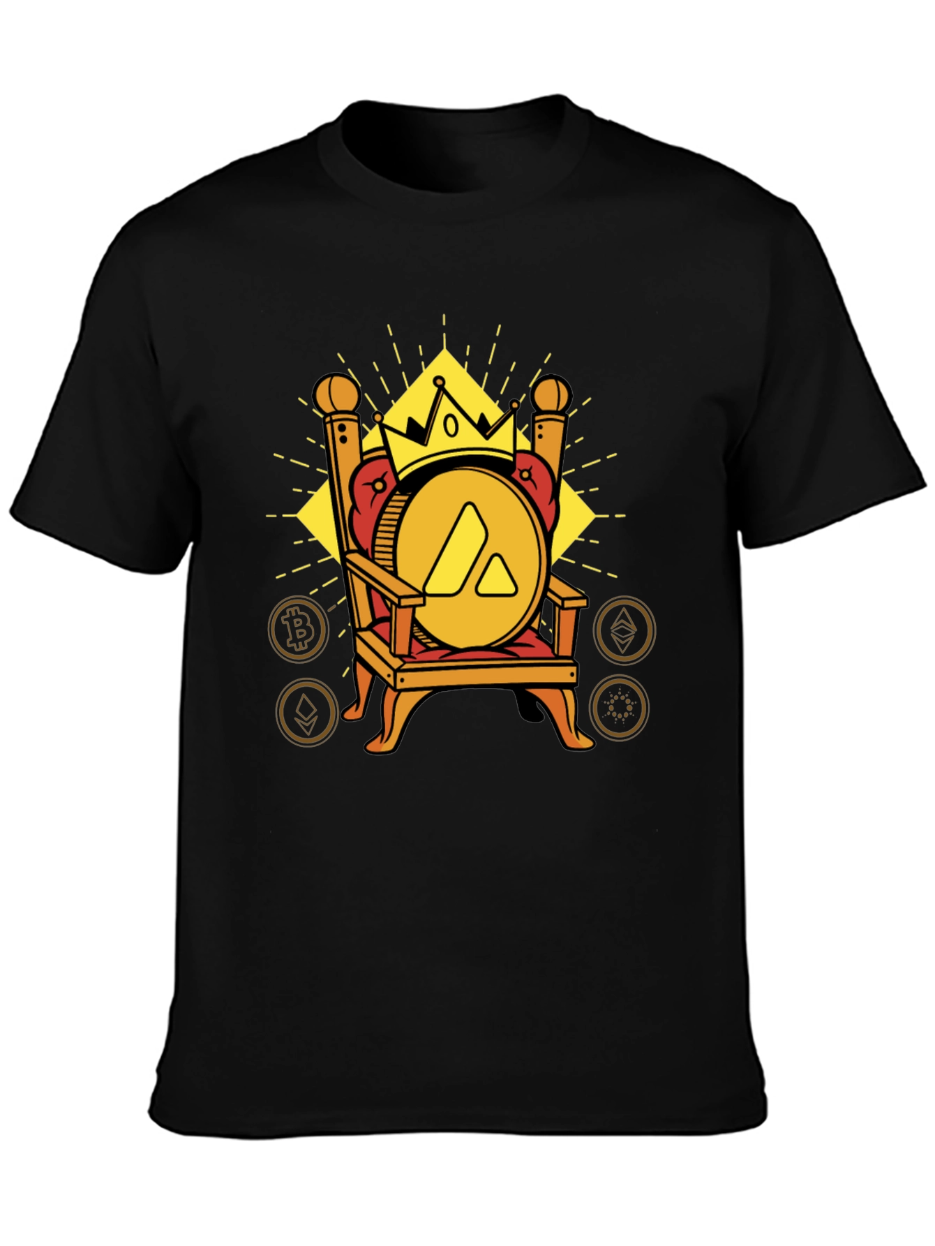 Crypto King T-Shirt: Avalanche on Throne Design