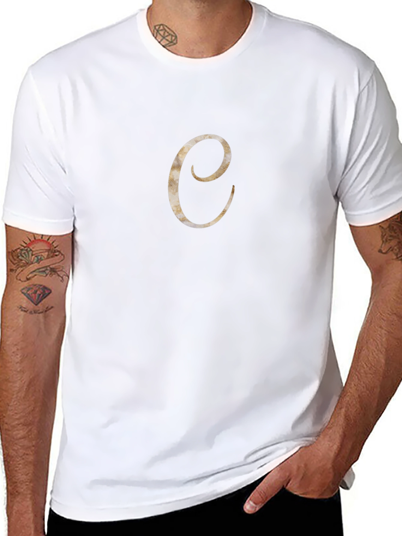 Initial C Graphic T-Shirt - Casual Black Tee