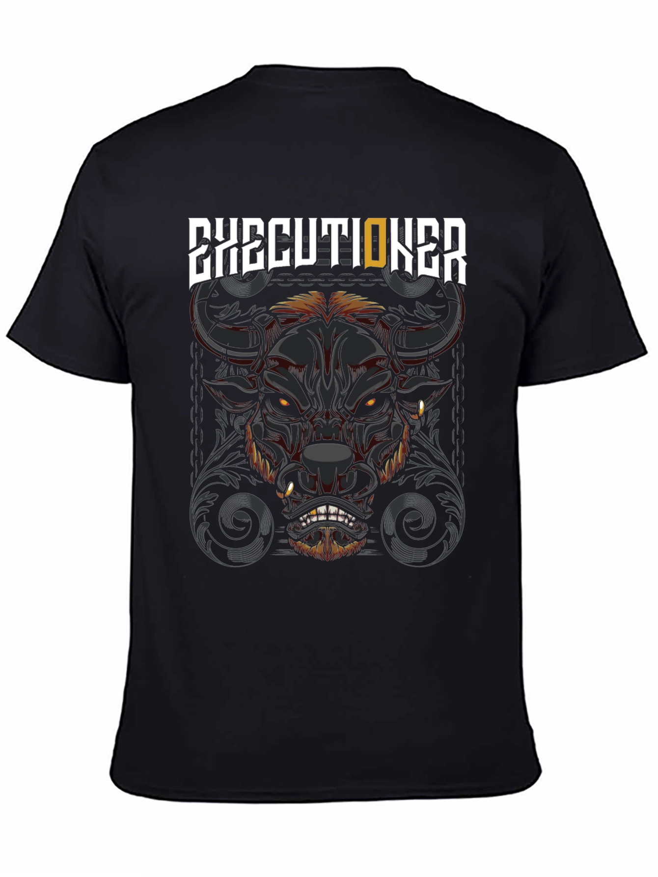 Executioner Bull Graphic Print Black T-Shirt
