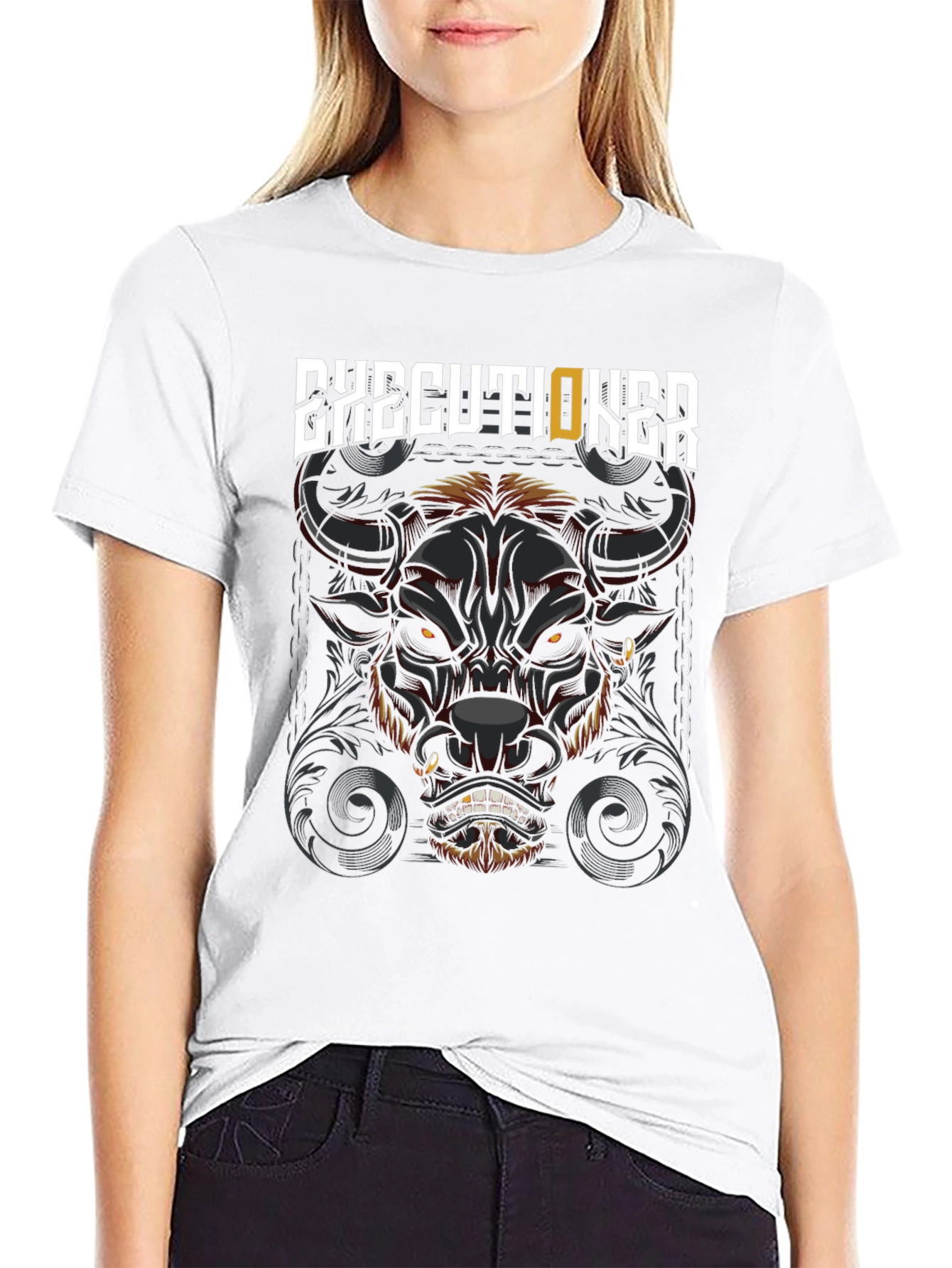 Executioner Bull Graphic Print Black T-Shirt