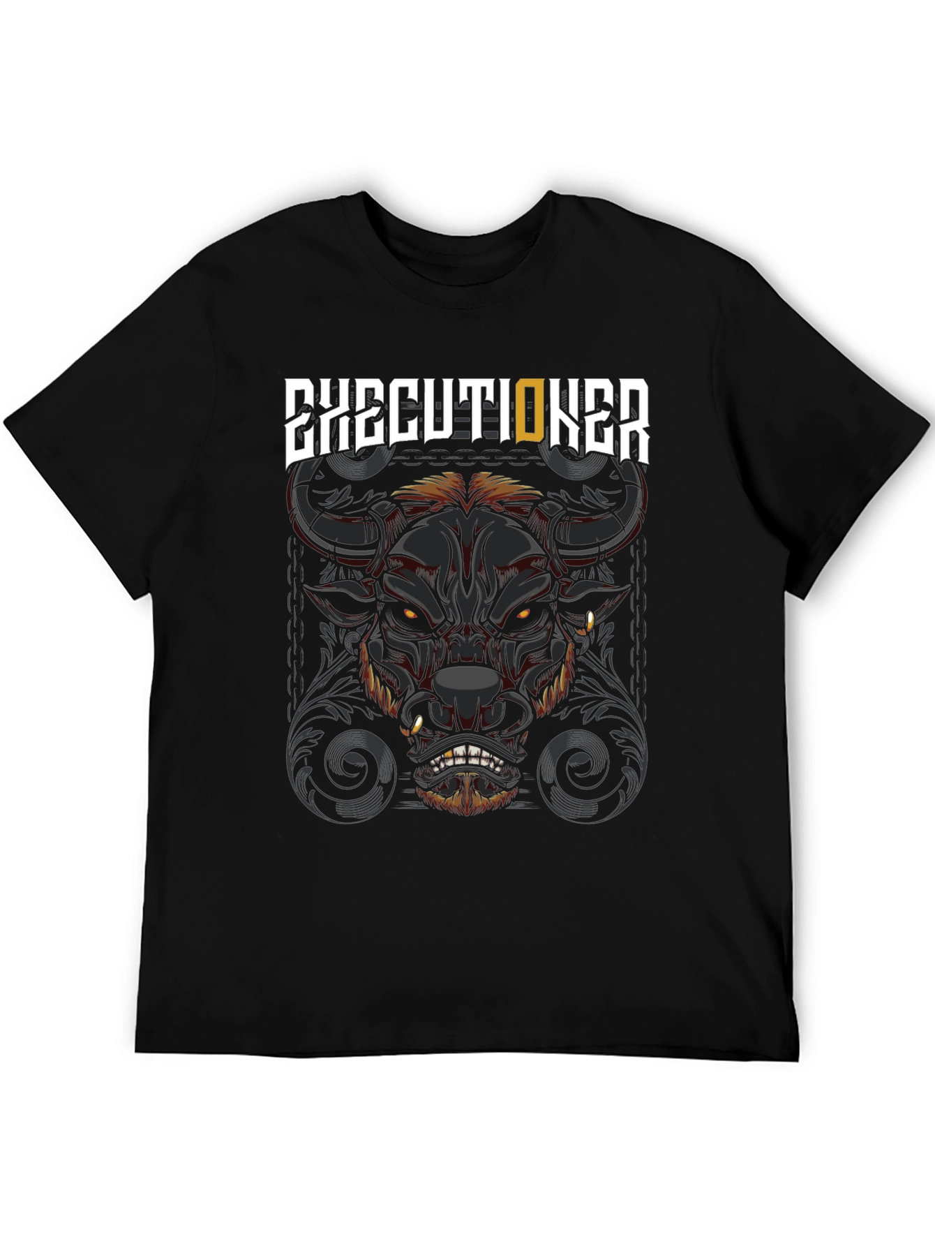 Executioner Bull Graphic Print Black T-Shirt