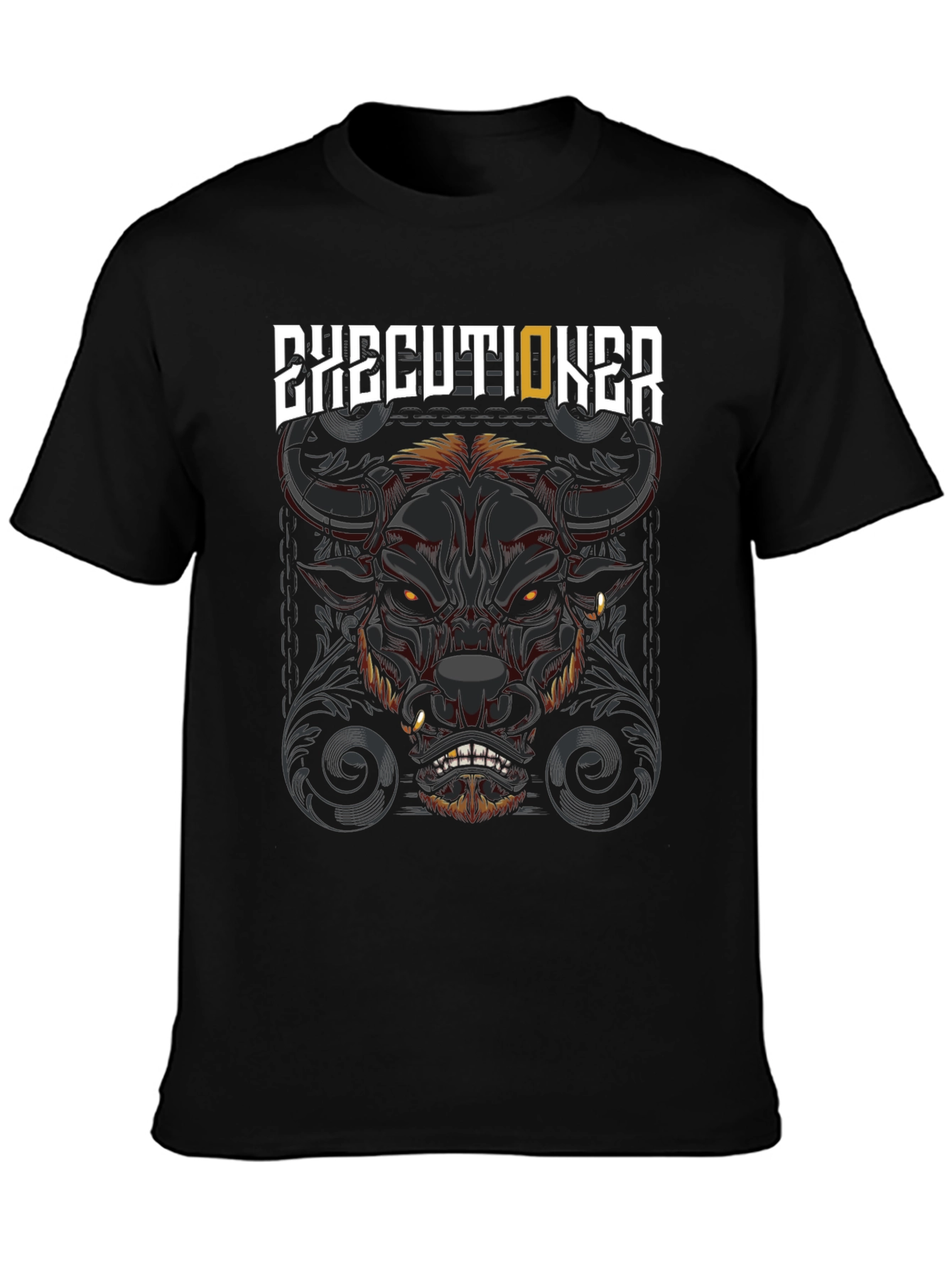Executioner Bull Graphic Print Black T-Shirt