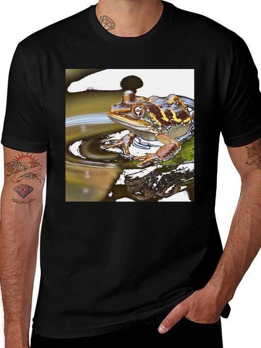 Frog in Water Mens Black T-shirt