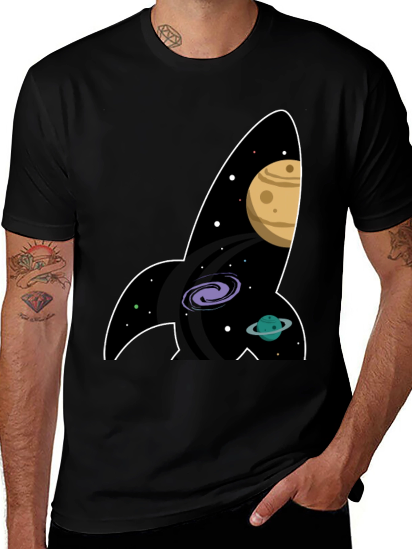 Space Rocket T-Shirt - Galaxy Print