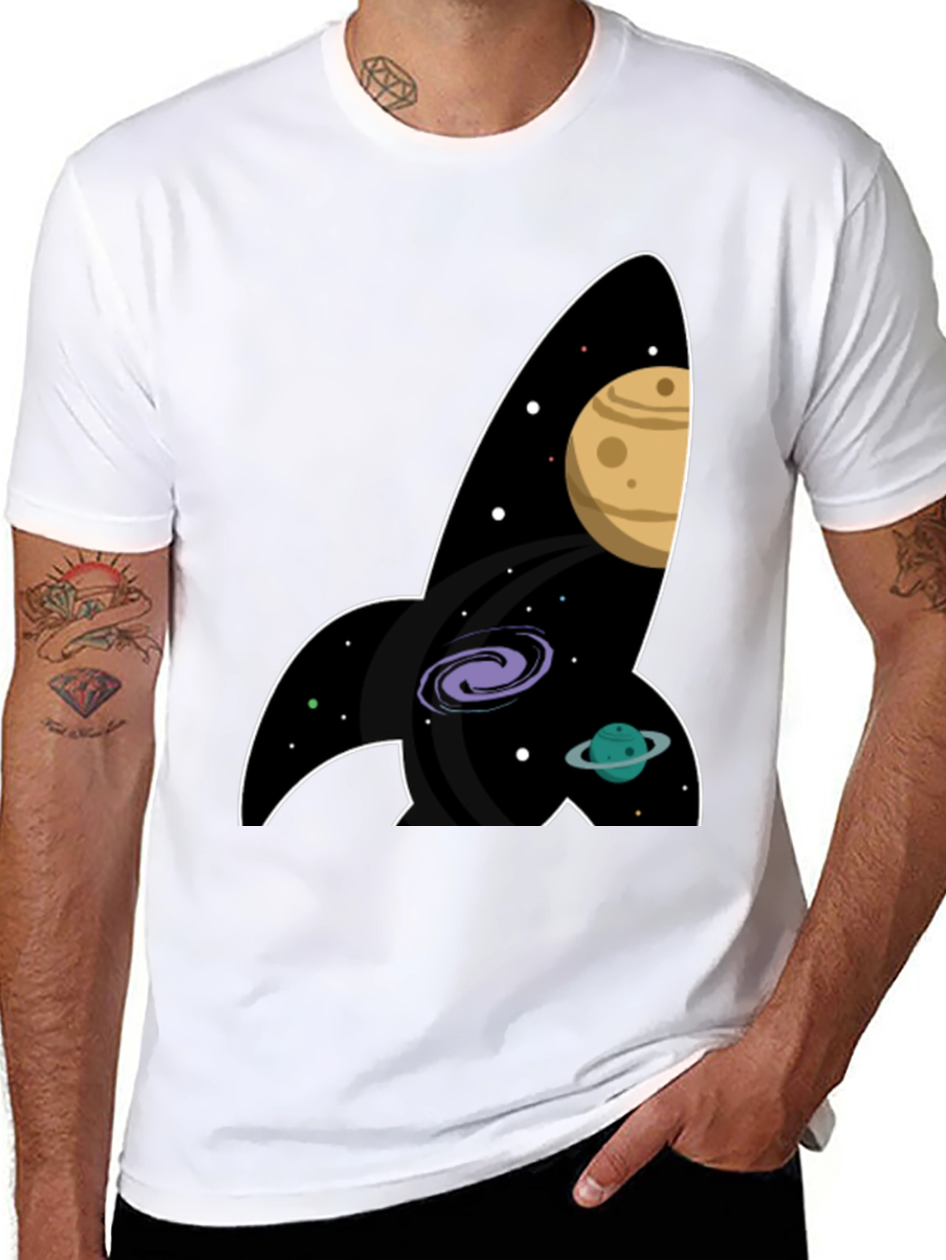 Space Rocket T-Shirt - Galaxy Print