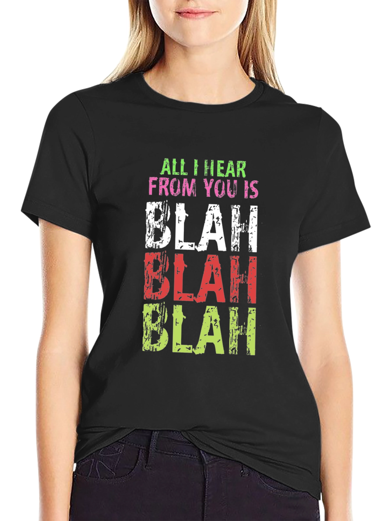 Blah Slogan Black T-Shirt
