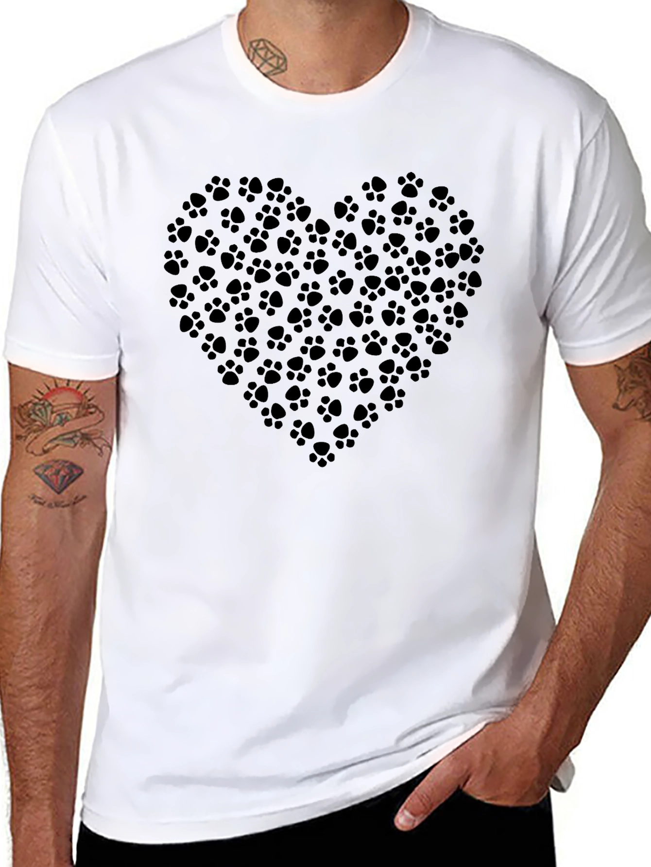 Heart Paw Print Graphic Tee - Black