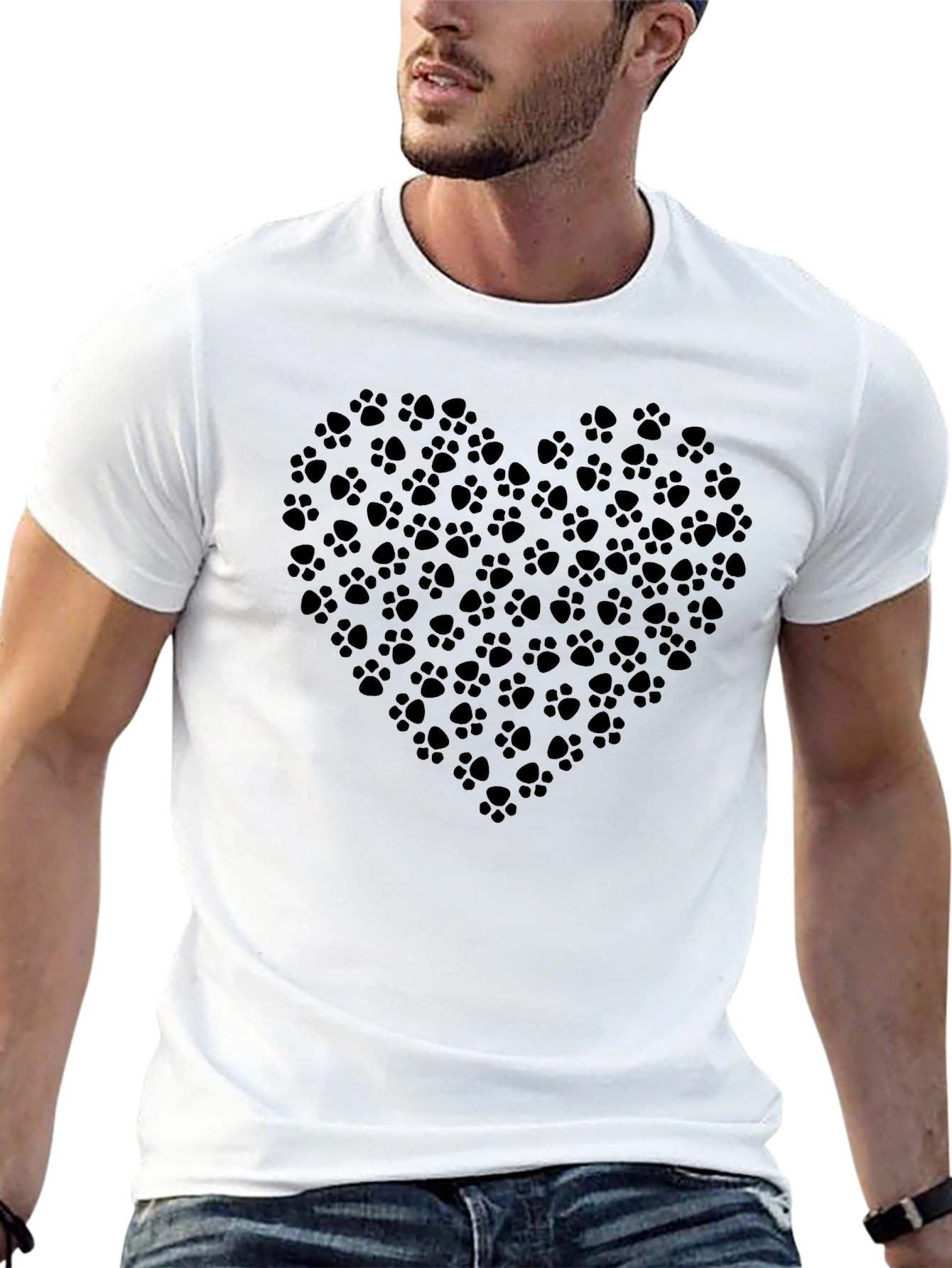 Heart Paw Print Graphic Tee - Black