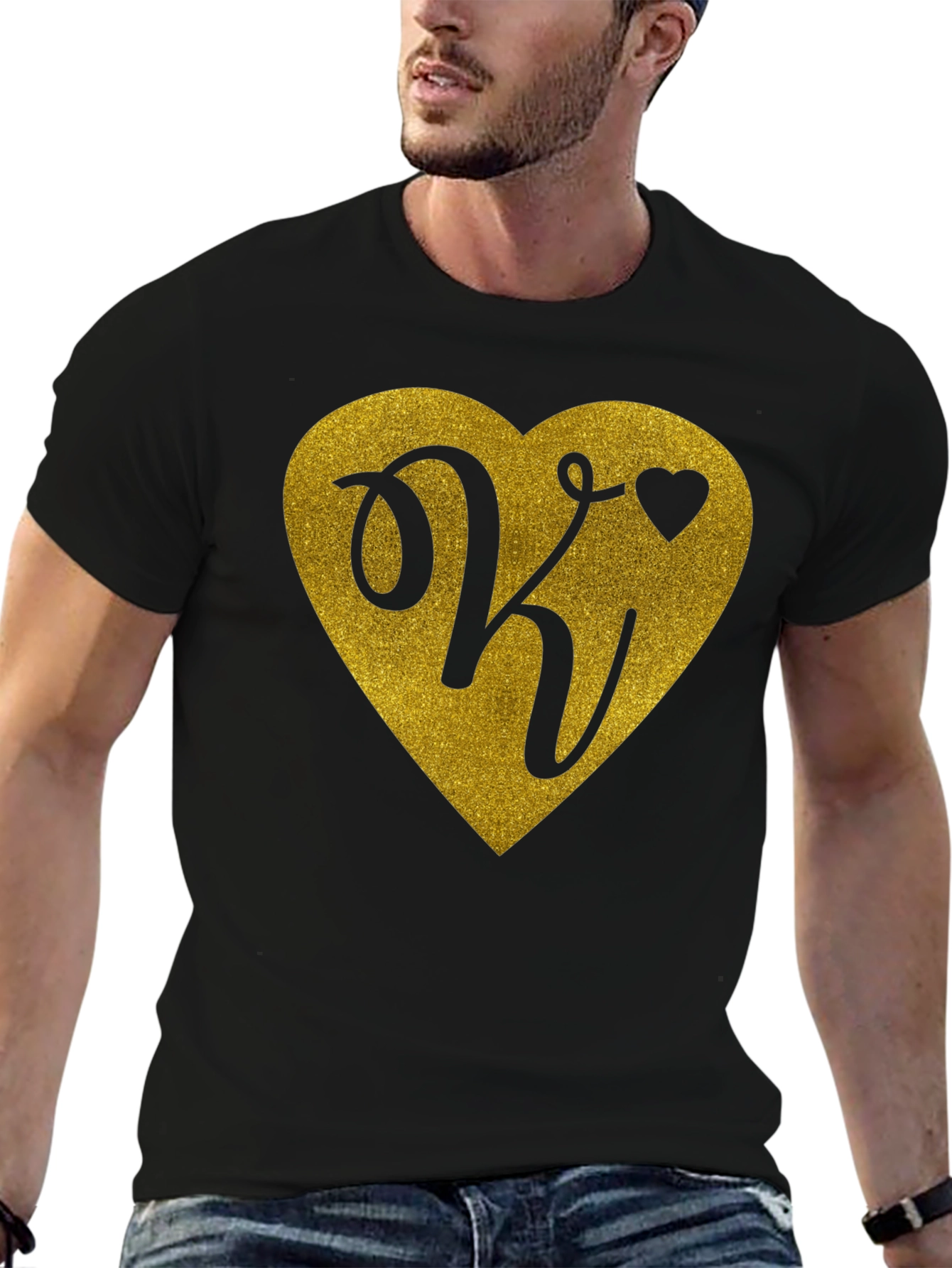Personalized Heart Initial K T-Shirt - Custom Gift