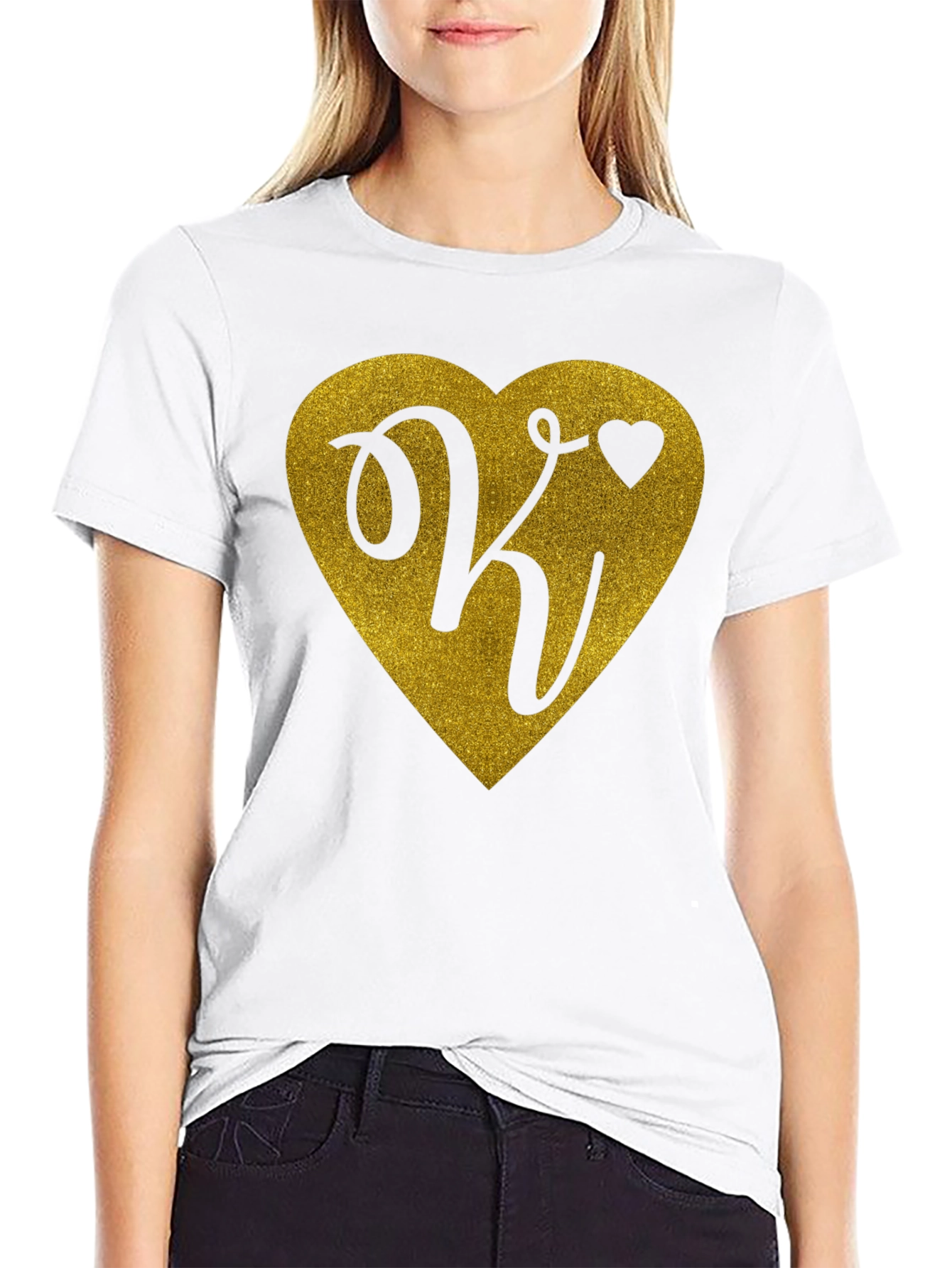 Personalized Heart Initial K T-Shirt - Custom Gift
